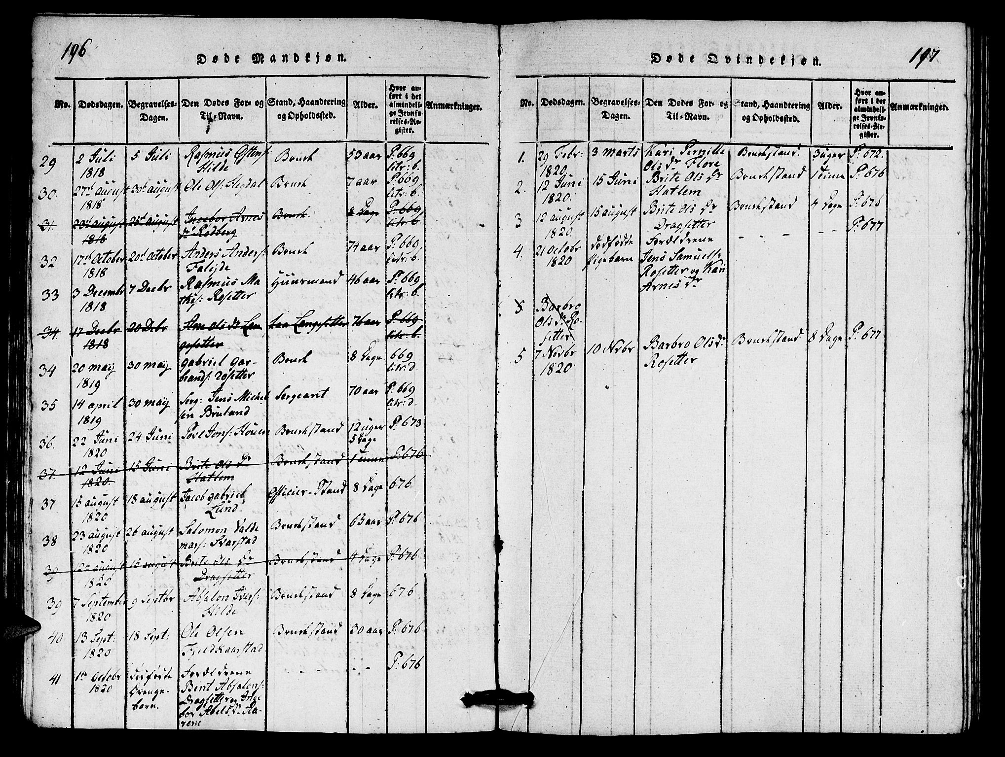 Innvik sokneprestembete, AV/SAB-A-80501: Parish register (copy) no. A 1, 1816-1820, p. 196-197