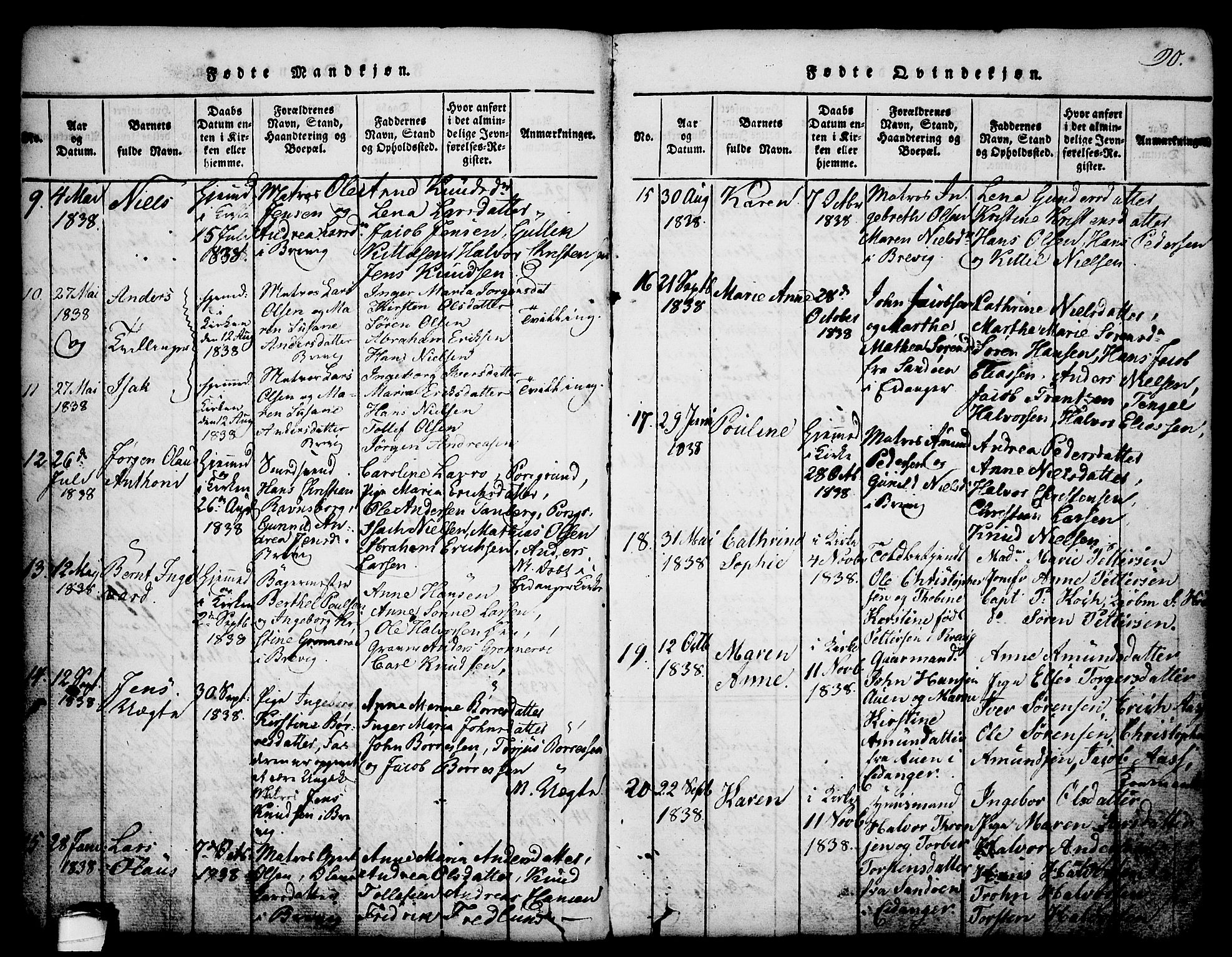Brevik kirkebøker, SAKO/A-255/G/Ga/L0001: Parish register (copy) no. 1, 1814-1845, p. 90