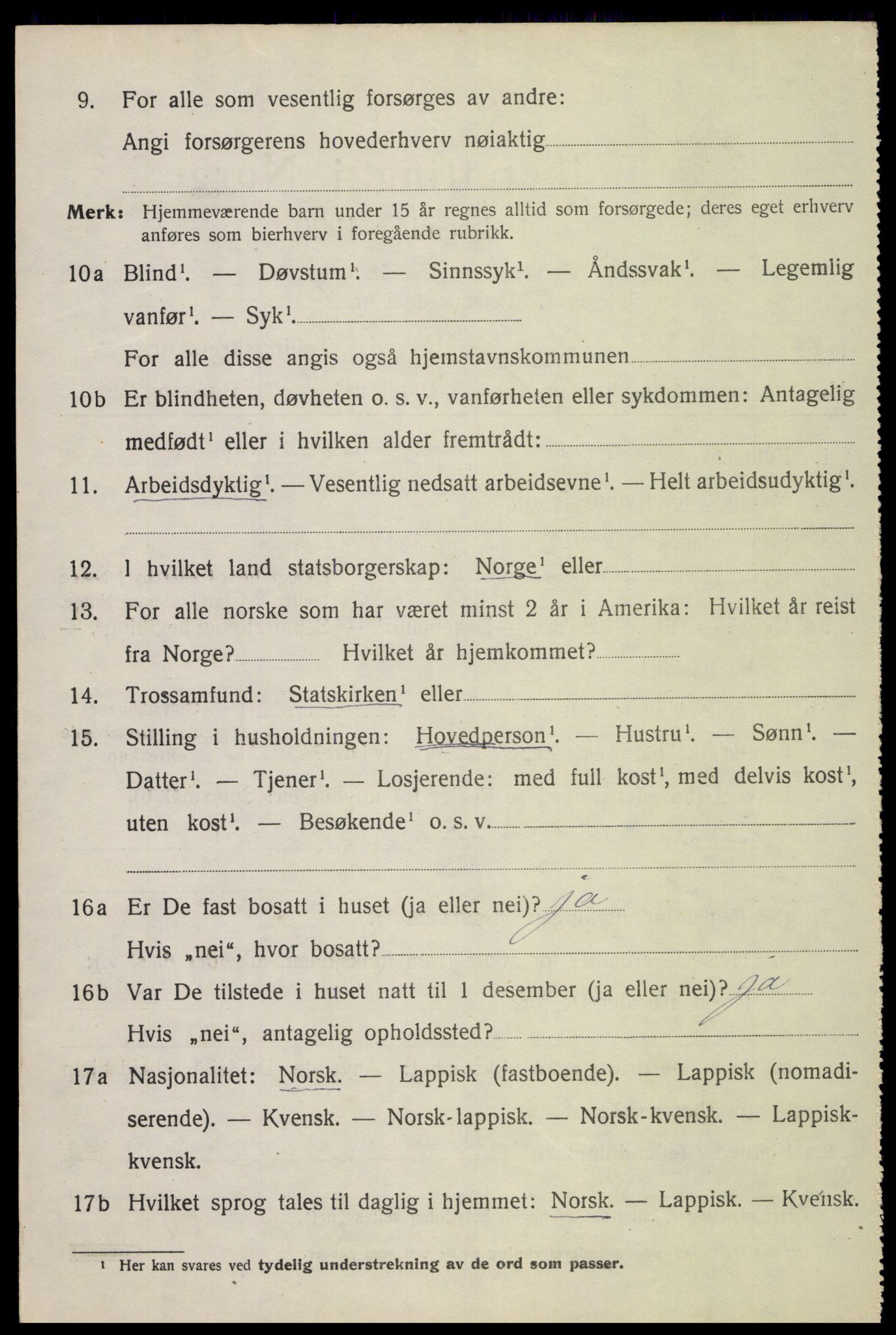 SAT, 1920 census for Vågan, 1920, p. 9944