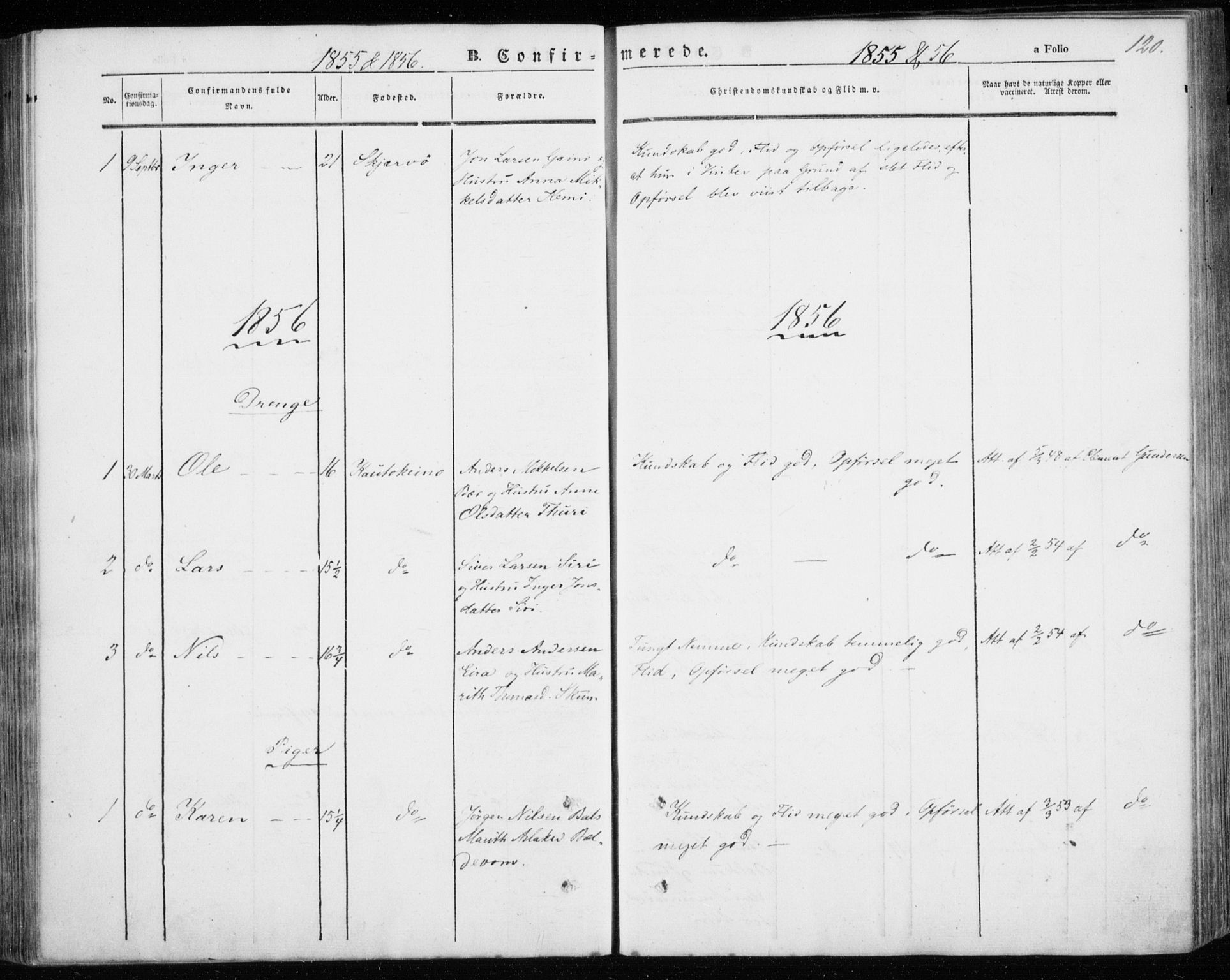 Kautokeino sokneprestembete, SATØ/S-1340/H/Ha/L0002.kirke: Parish register (official) no. 2, 1843-1861, p. 120