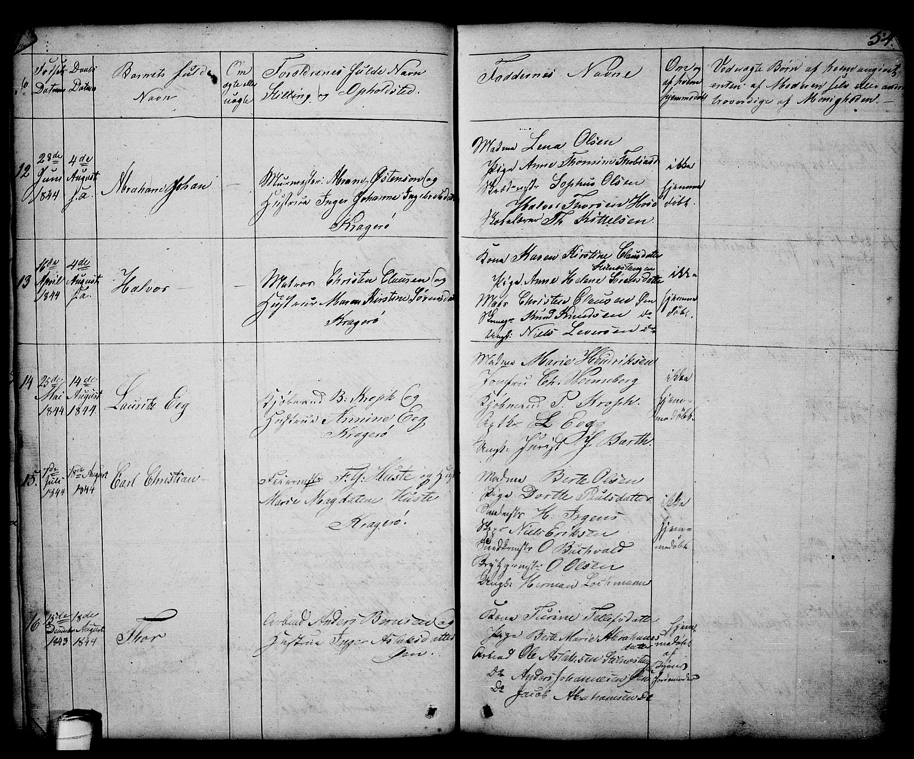 Kragerø kirkebøker, SAKO/A-278/G/Ga/L0003: Parish register (copy) no. 3, 1832-1852, p. 54