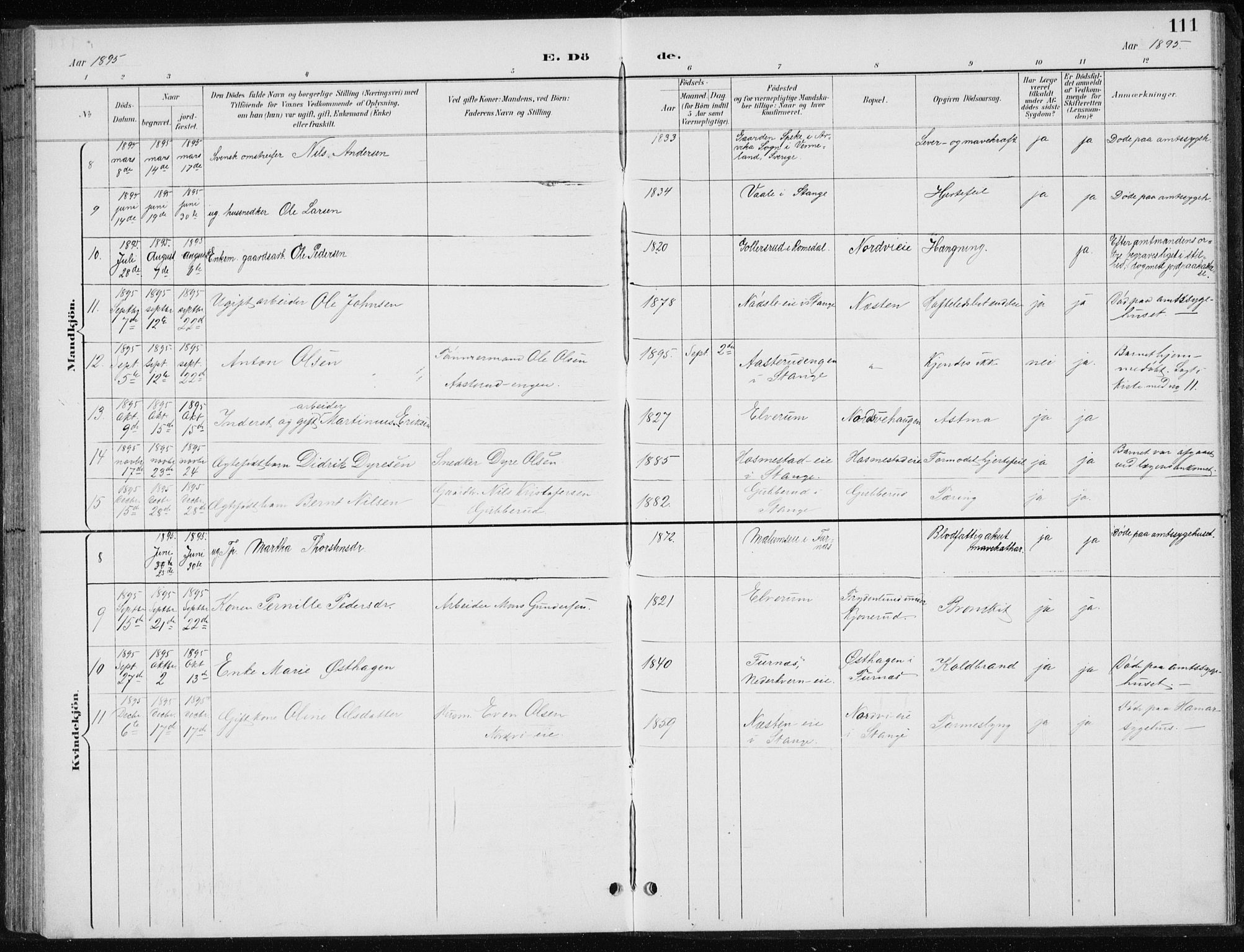 Stange prestekontor, AV/SAH-PREST-002/L/L0010: Parish register (copy) no. 10, 1894-1905, p. 111