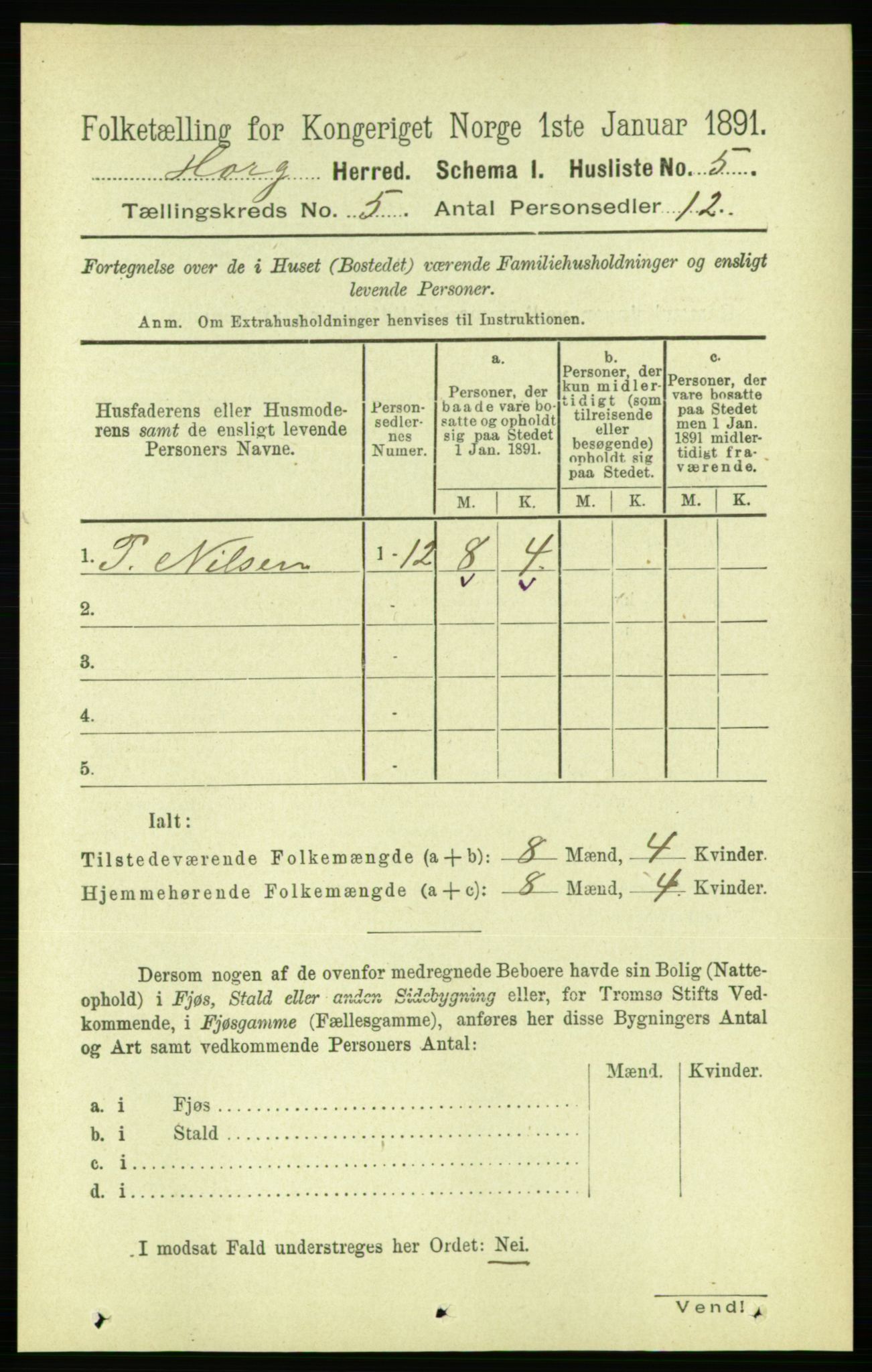 RA, 1891 census for 1650 Horg, 1891, p. 1857