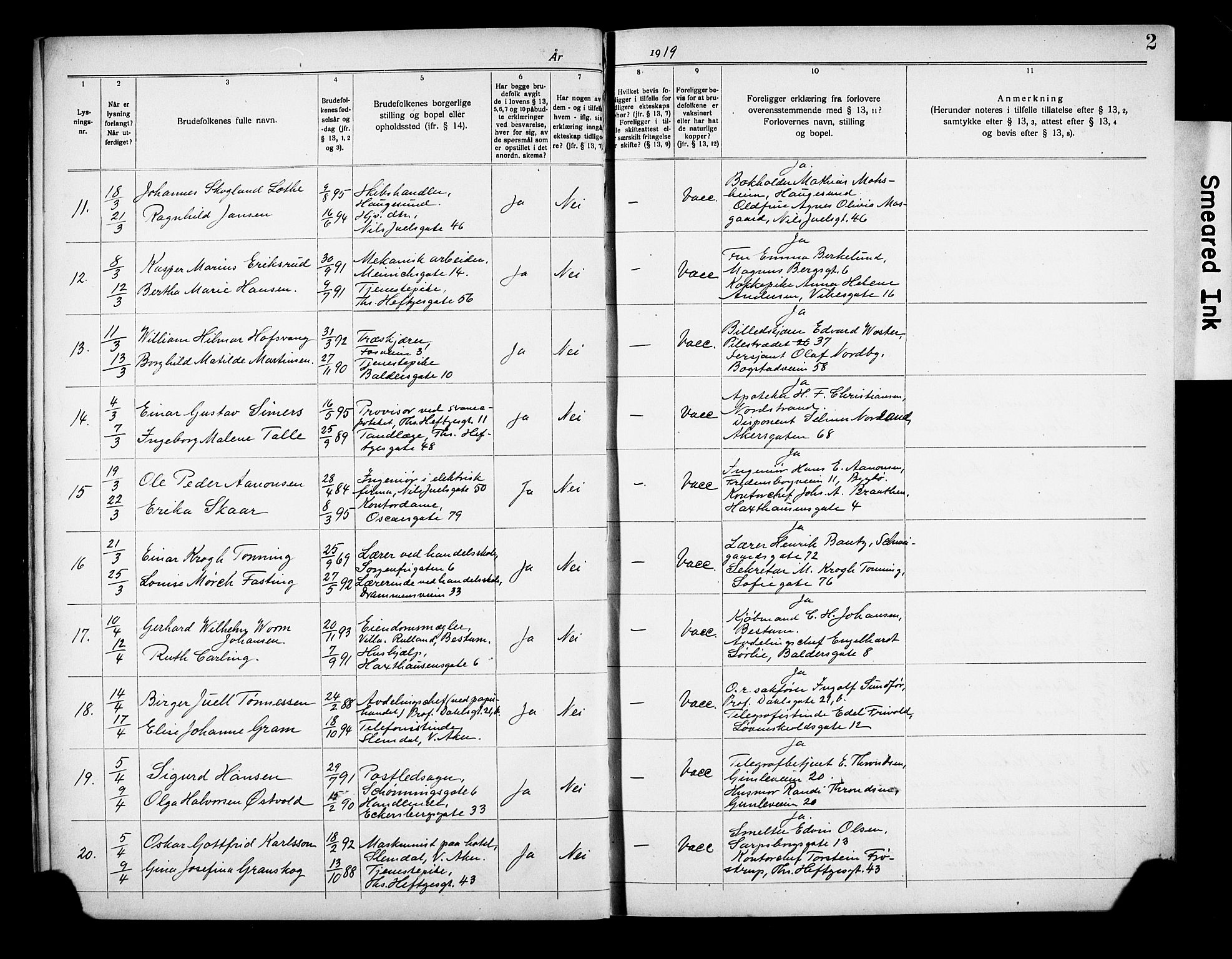 Frogner prestekontor Kirkebøker, SAO/A-10886/H/Ha/L0005: Banns register no. 5, 1919-1927, p. 2