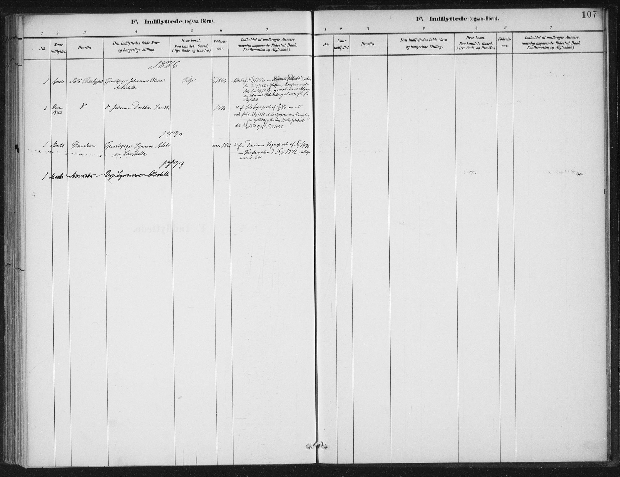 Gloppen sokneprestembete, SAB/A-80101/H/Haa/Haad/L0001: Parish register (official) no. D  1, 1885-1910, p. 107