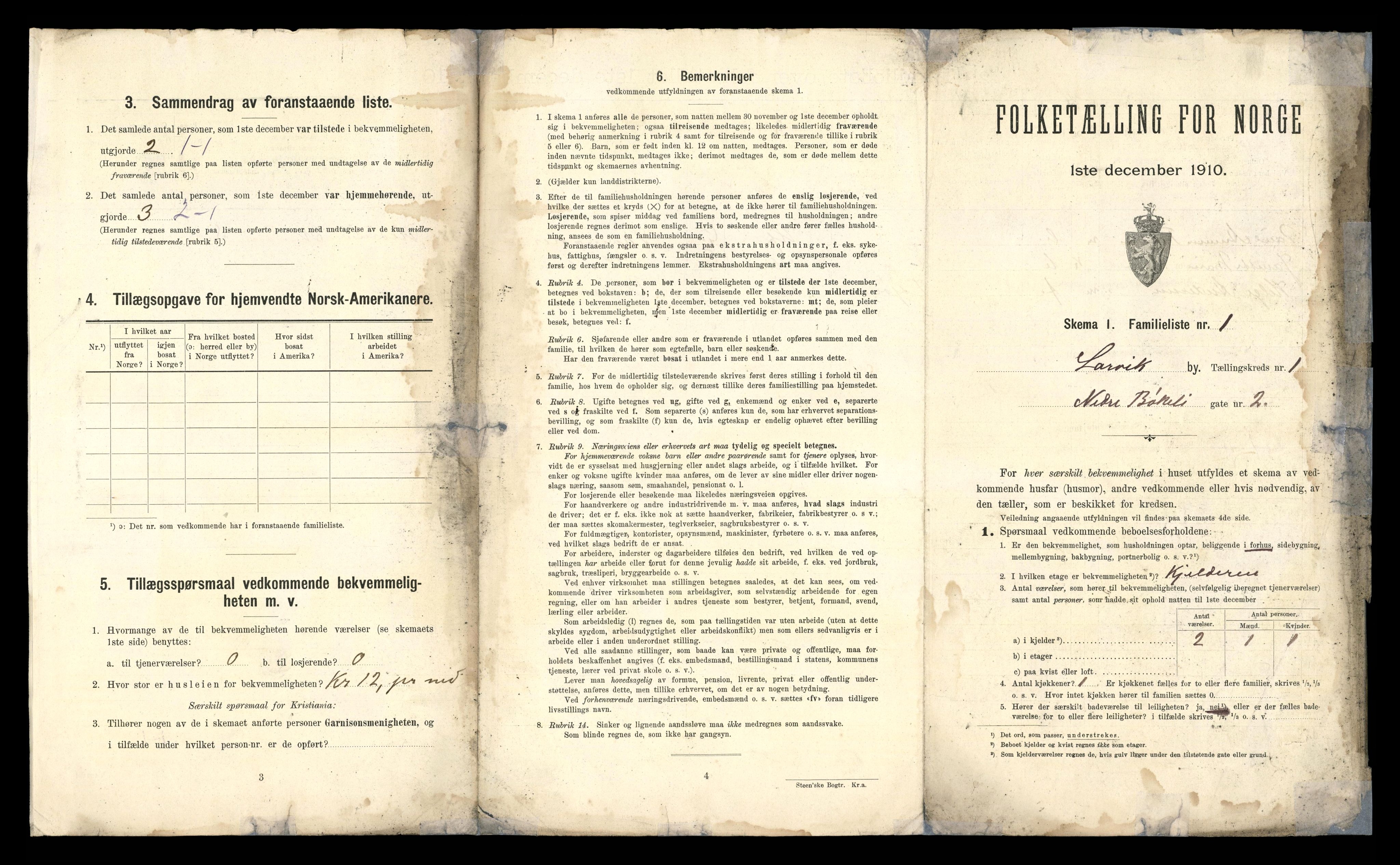 RA, 1910 census for Larvik, 1910, p. 77