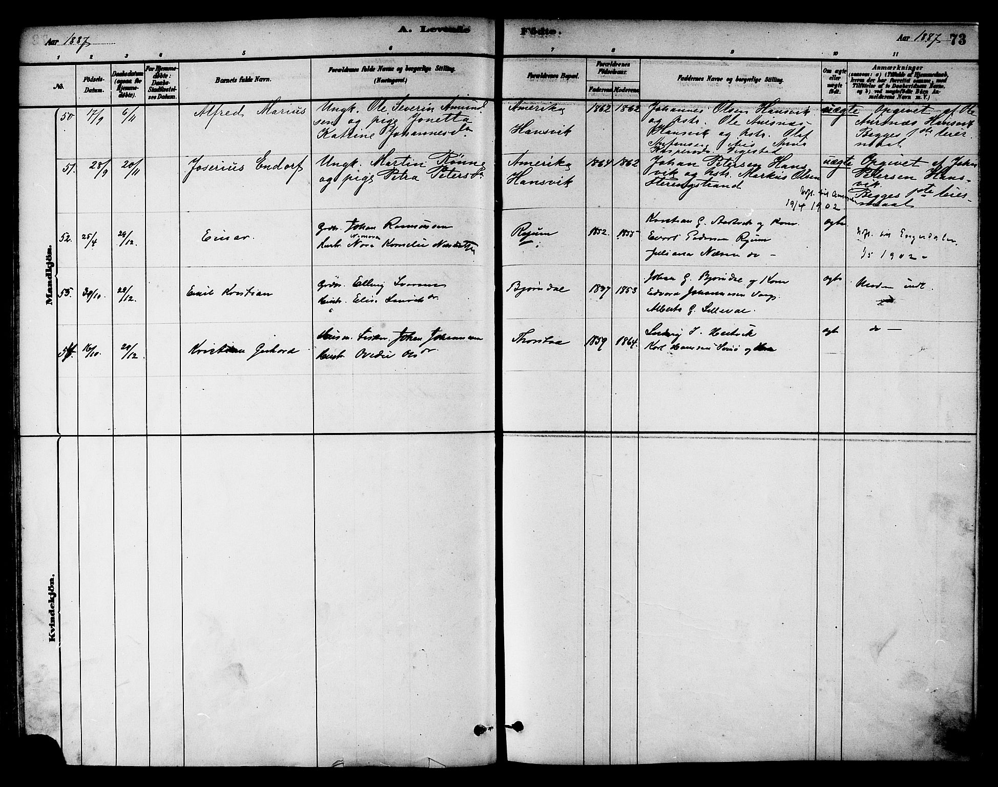Ministerialprotokoller, klokkerbøker og fødselsregistre - Nord-Trøndelag, SAT/A-1458/784/L0672: Parish register (official) no. 784A07, 1880-1887, p. 73