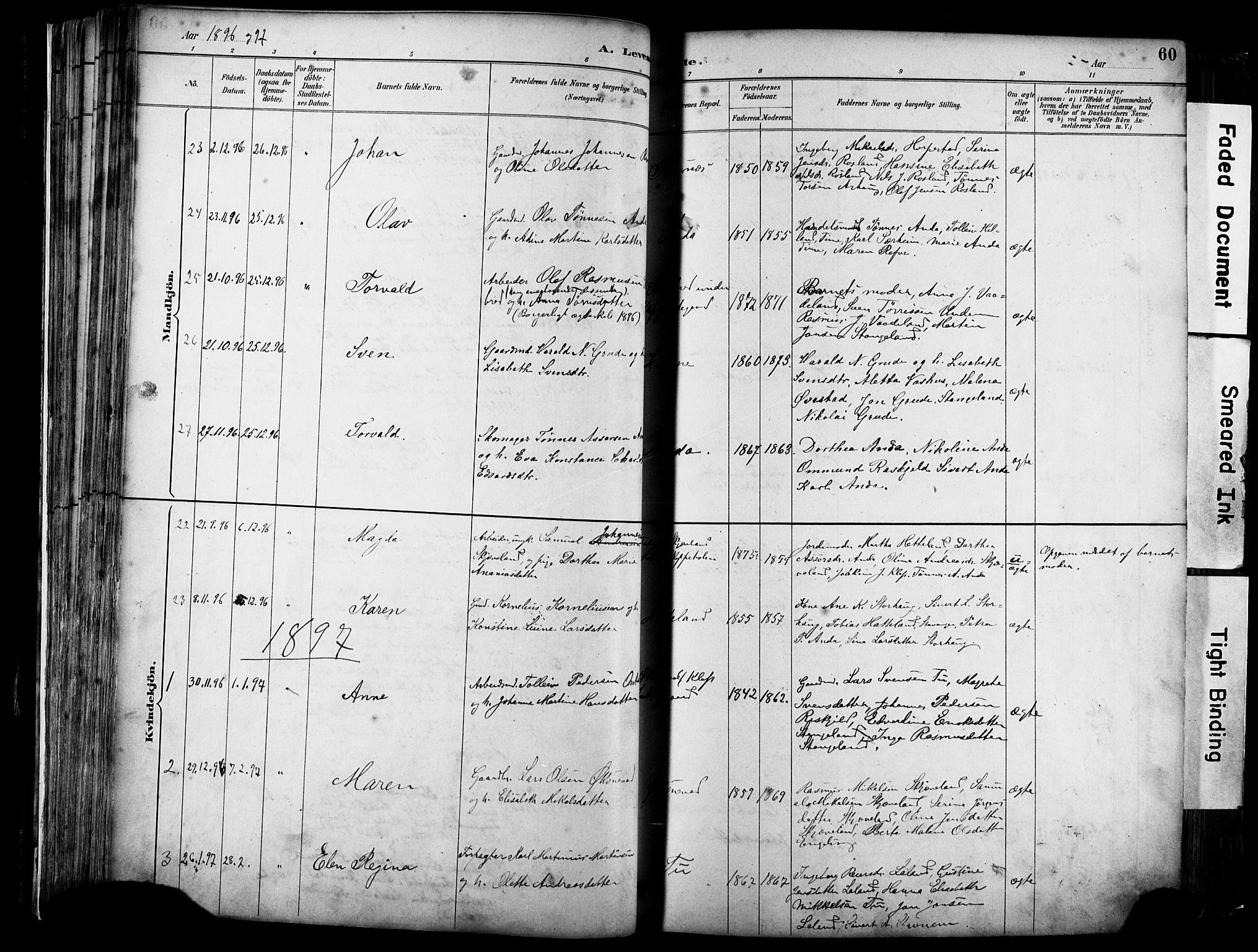 Klepp sokneprestkontor, SAST/A-101803/001/3/30BA/L0009: Parish register (official) no. A 7, 1886-1915, p. 60