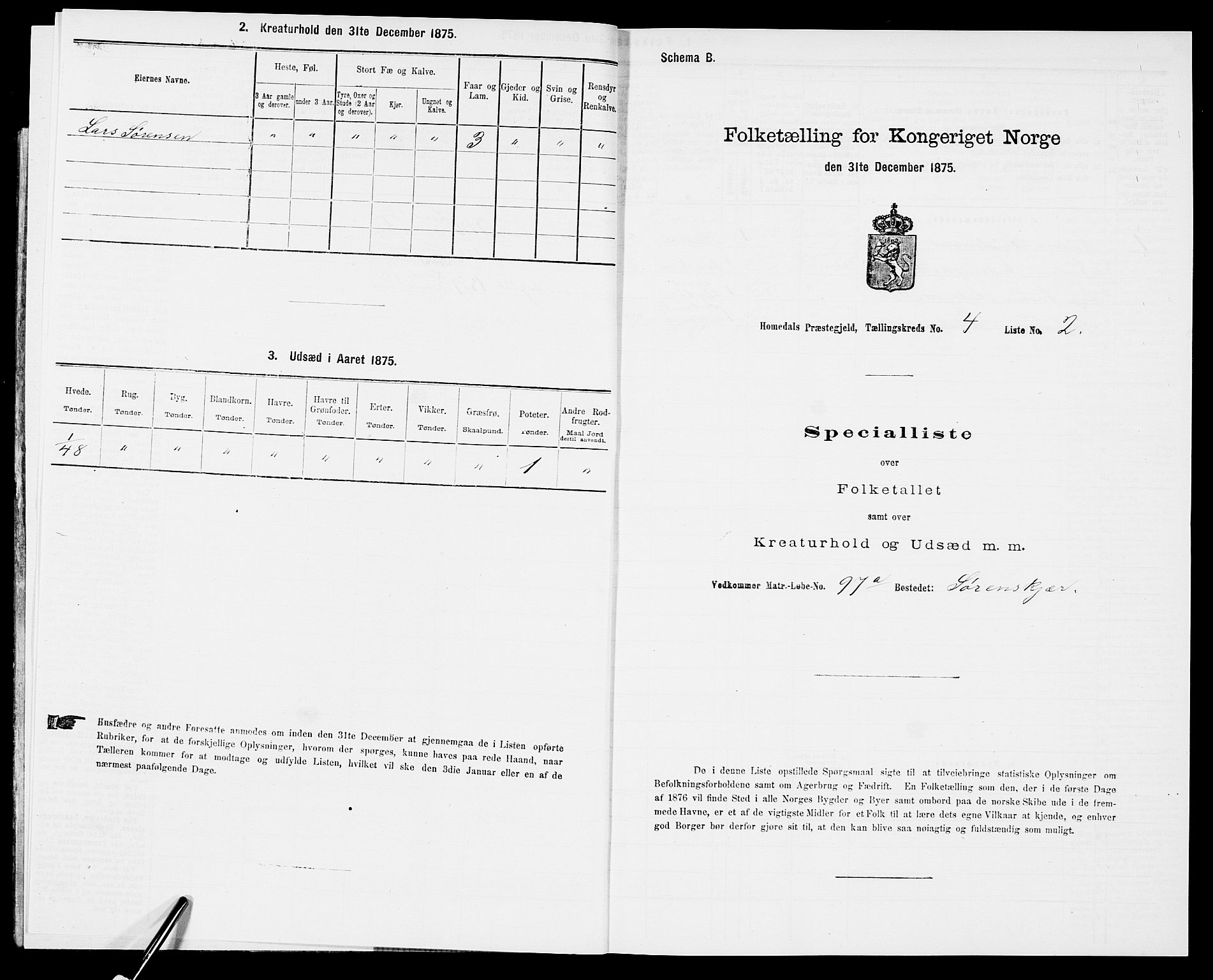 SAK, 1875 census for 0924P Homedal, 1875, p. 803