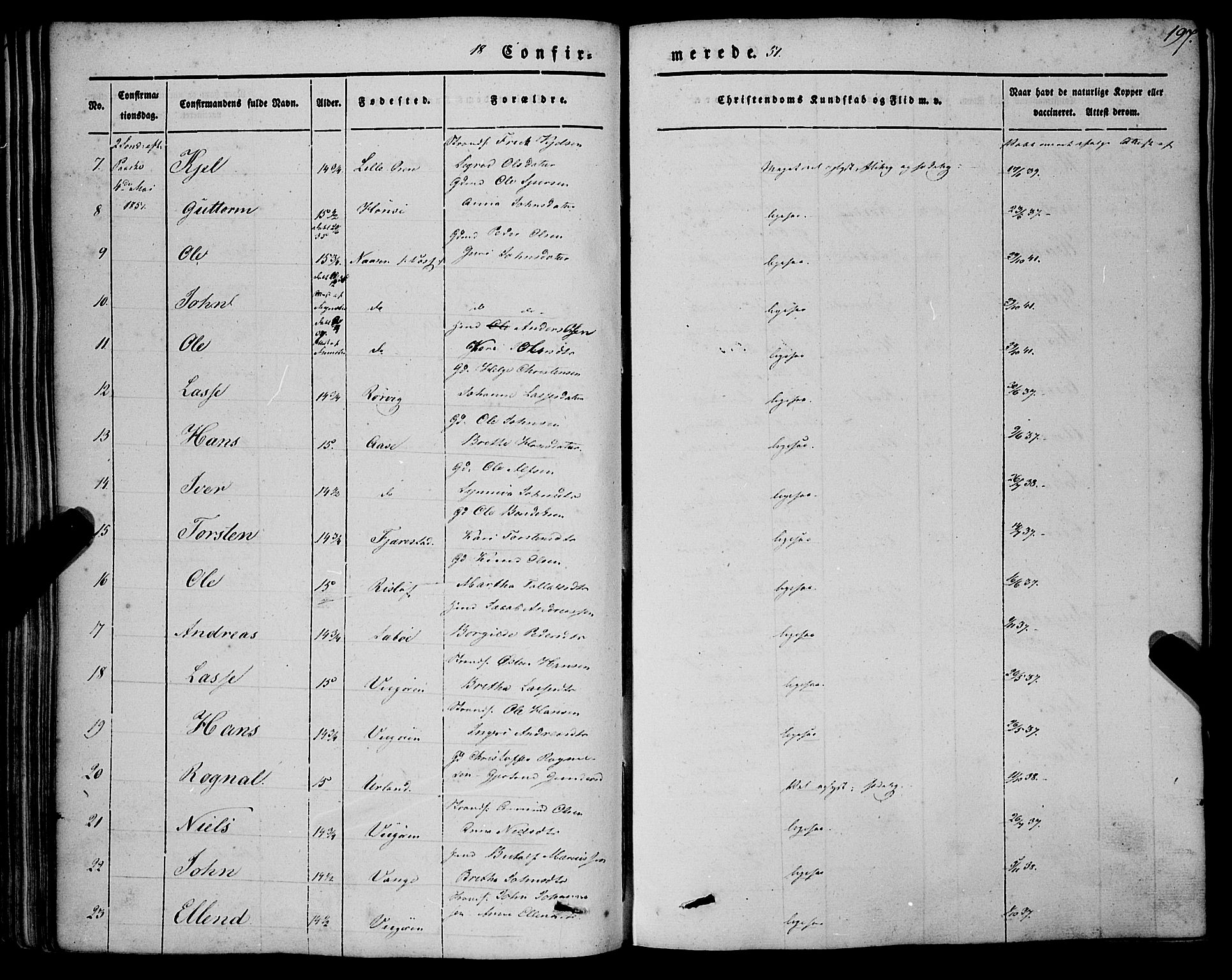 Vik sokneprestembete, AV/SAB-A-81501/H/Haa/Haaa/L0008: Parish register (official) no. A 8, 1846-1865, p. 197