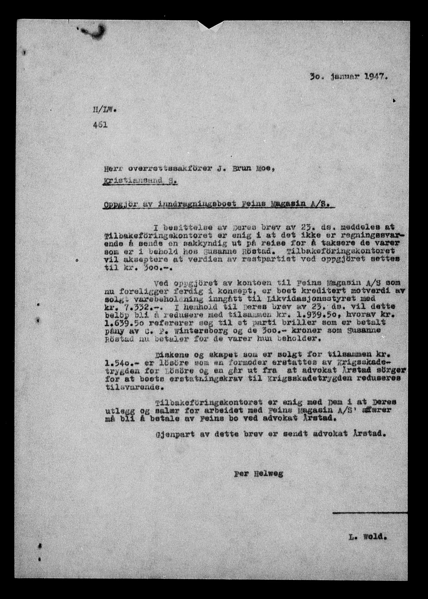 Justisdepartementet, Tilbakeføringskontoret for inndratte formuer, AV/RA-S-1564/H/Hc/Hcd/L0995: --, 1945-1947, p. 309