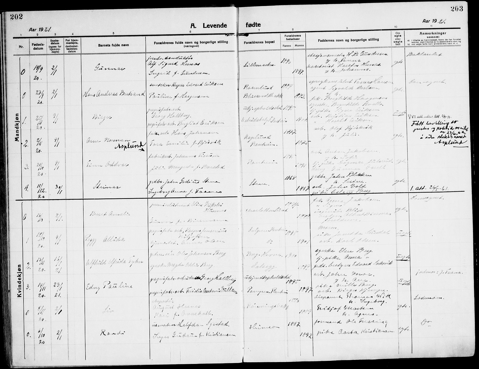 Ministerialprotokoller, klokkerbøker og fødselsregistre - Sør-Trøndelag, SAT/A-1456/607/L0321: Parish register (official) no. 607A05, 1916-1935, p. 202-203