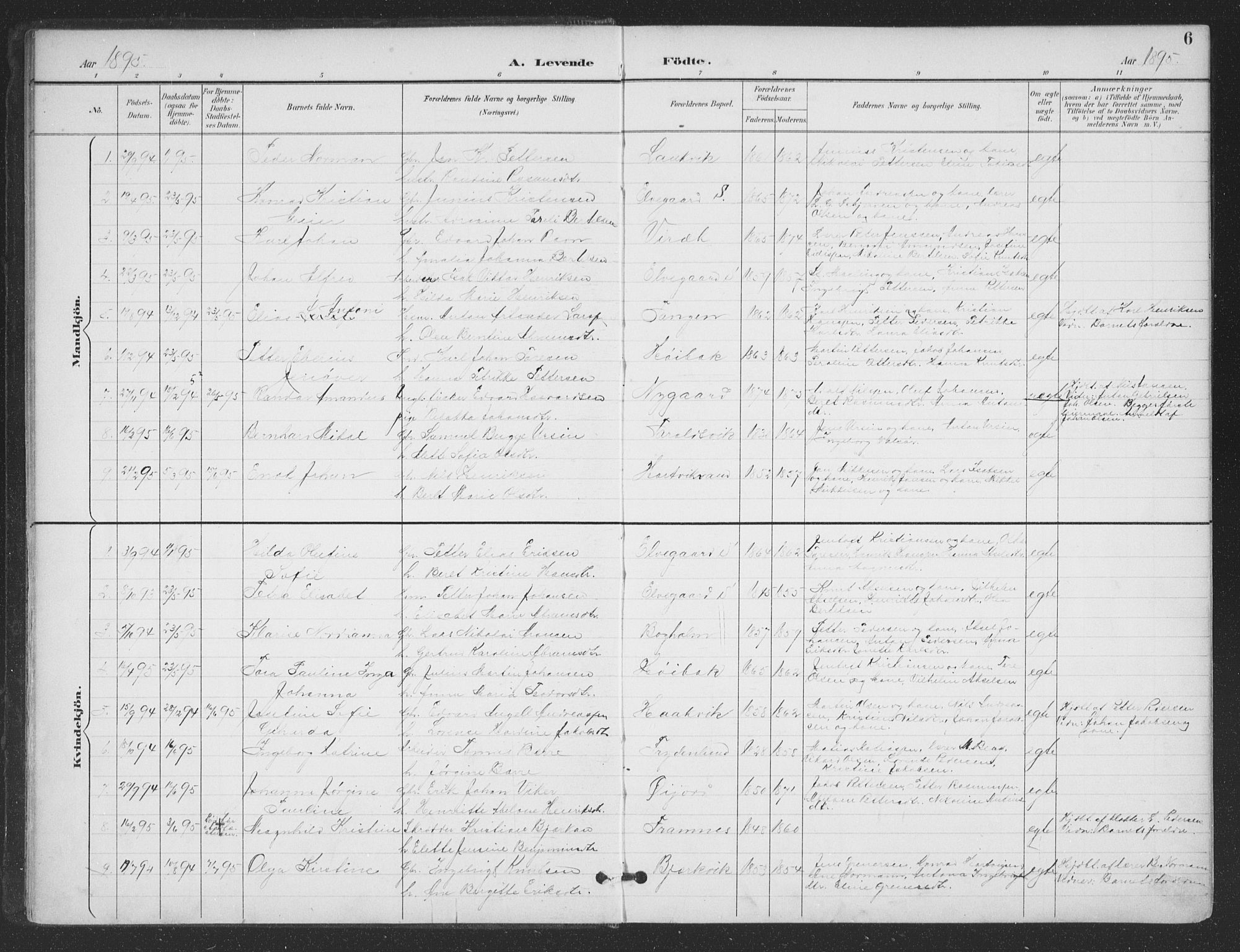 Ministerialprotokoller, klokkerbøker og fødselsregistre - Nordland, AV/SAT-A-1459/866/L0939: Parish register (official) no. 866A02, 1894-1906, p. 6