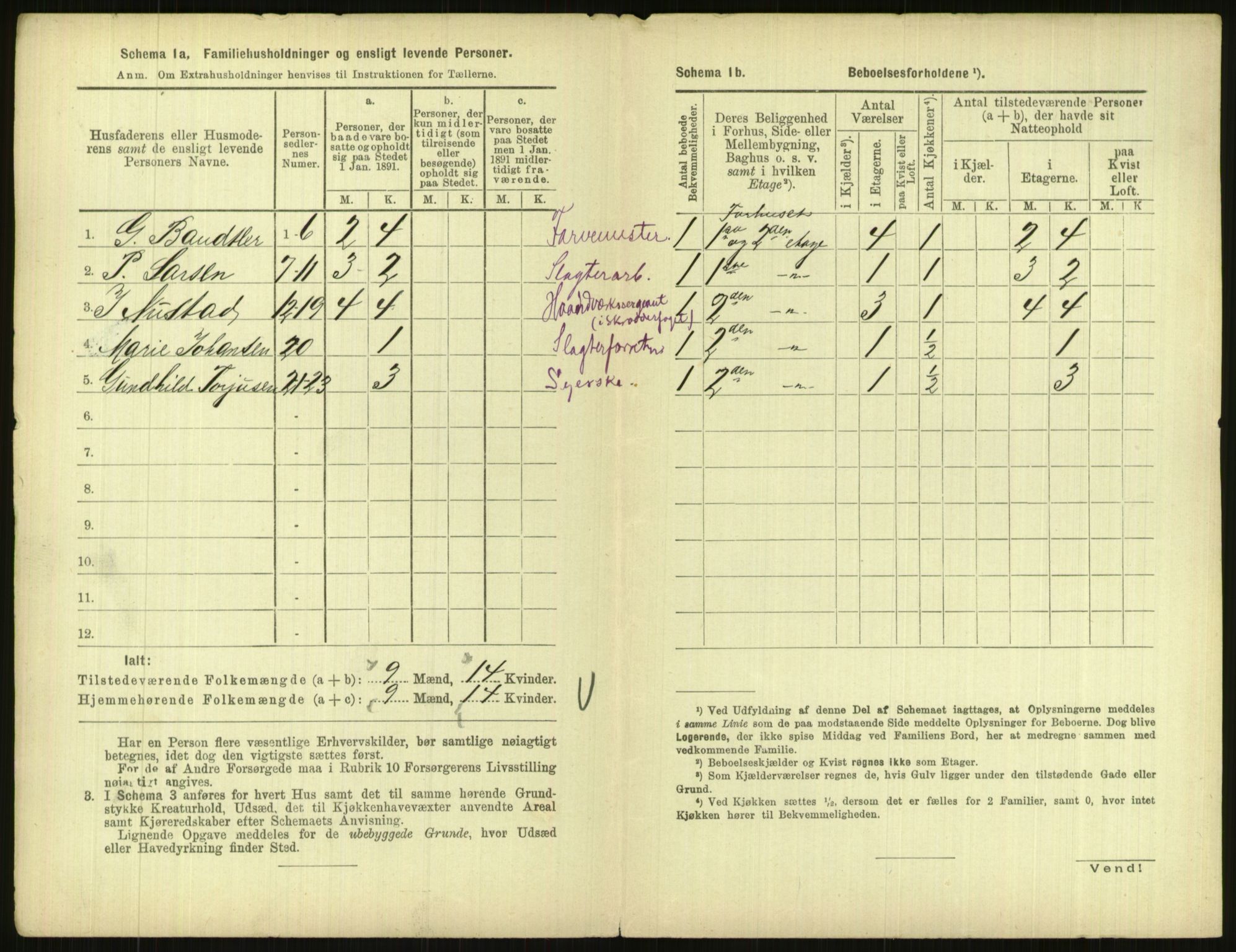 RA, 1891 census for 1001 Kristiansand, 1891, p. 1067