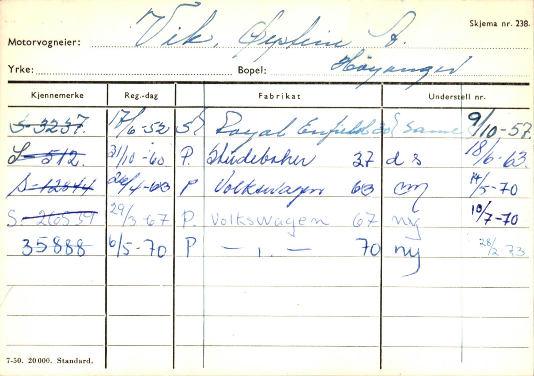 Statens vegvesen, Sogn og Fjordane vegkontor, AV/SAB-A-5301/4/F/L0131: Eigarregister Høyanger P-Å. Stryn S-Å, 1945-1975, p. 829