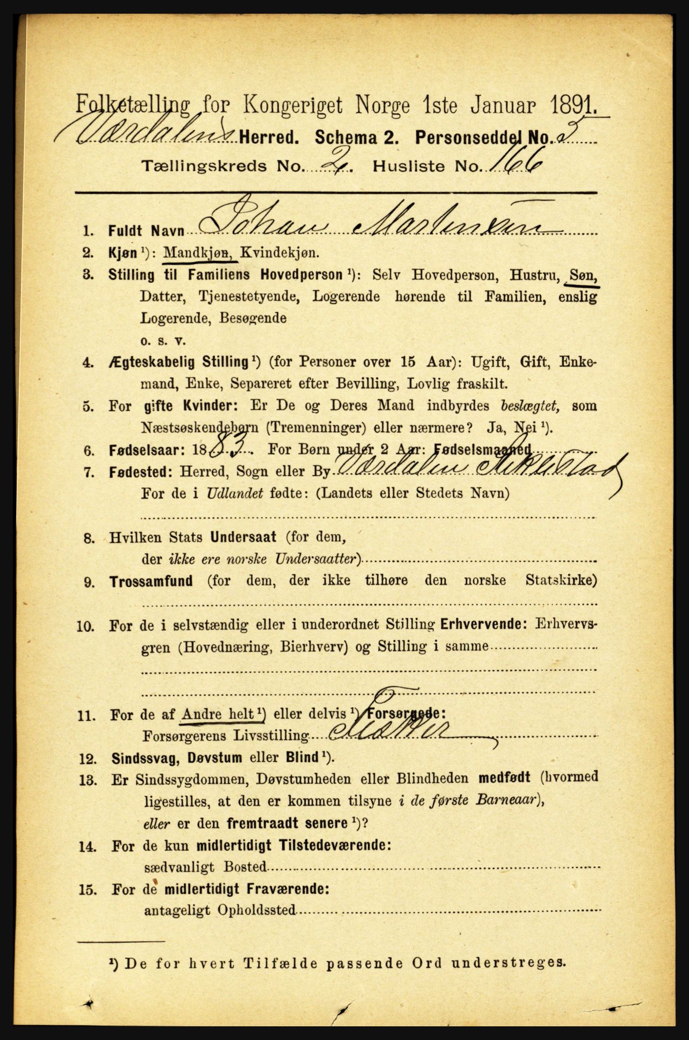 RA, 1891 census for 1721 Verdal, 1891, p. 1650