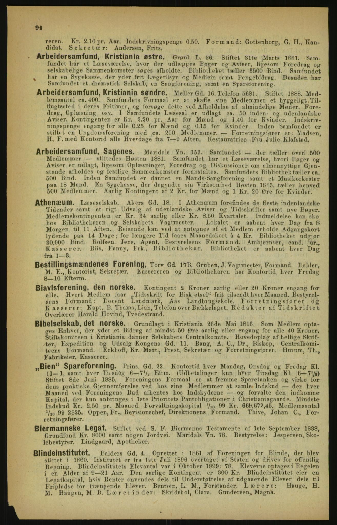 Kristiania/Oslo adressebok, PUBL/-, 1900, p. 94