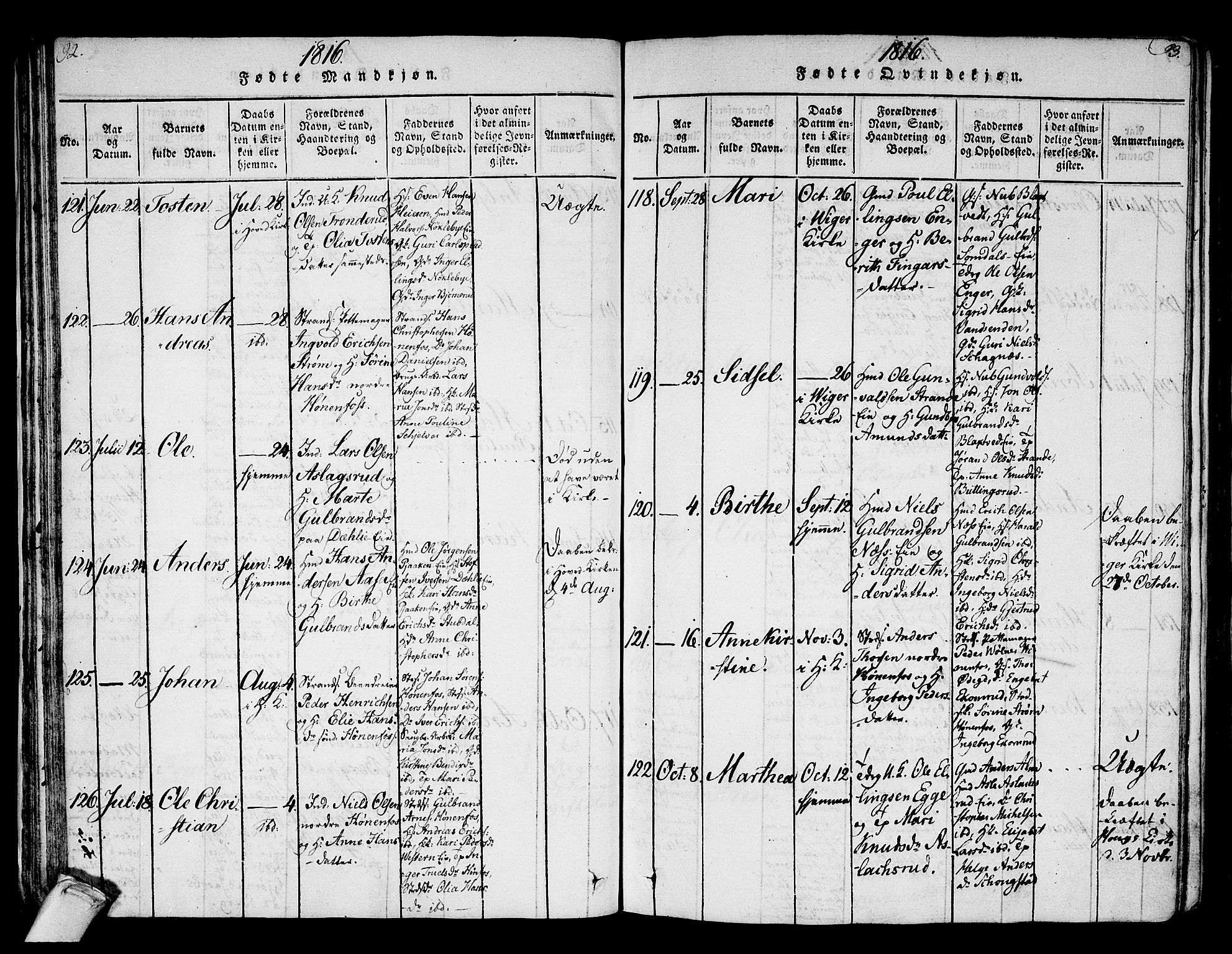 Norderhov kirkebøker, AV/SAKO-A-237/F/Fa/L0008: Parish register (official) no. 8, 1814-1833, p. 92-93