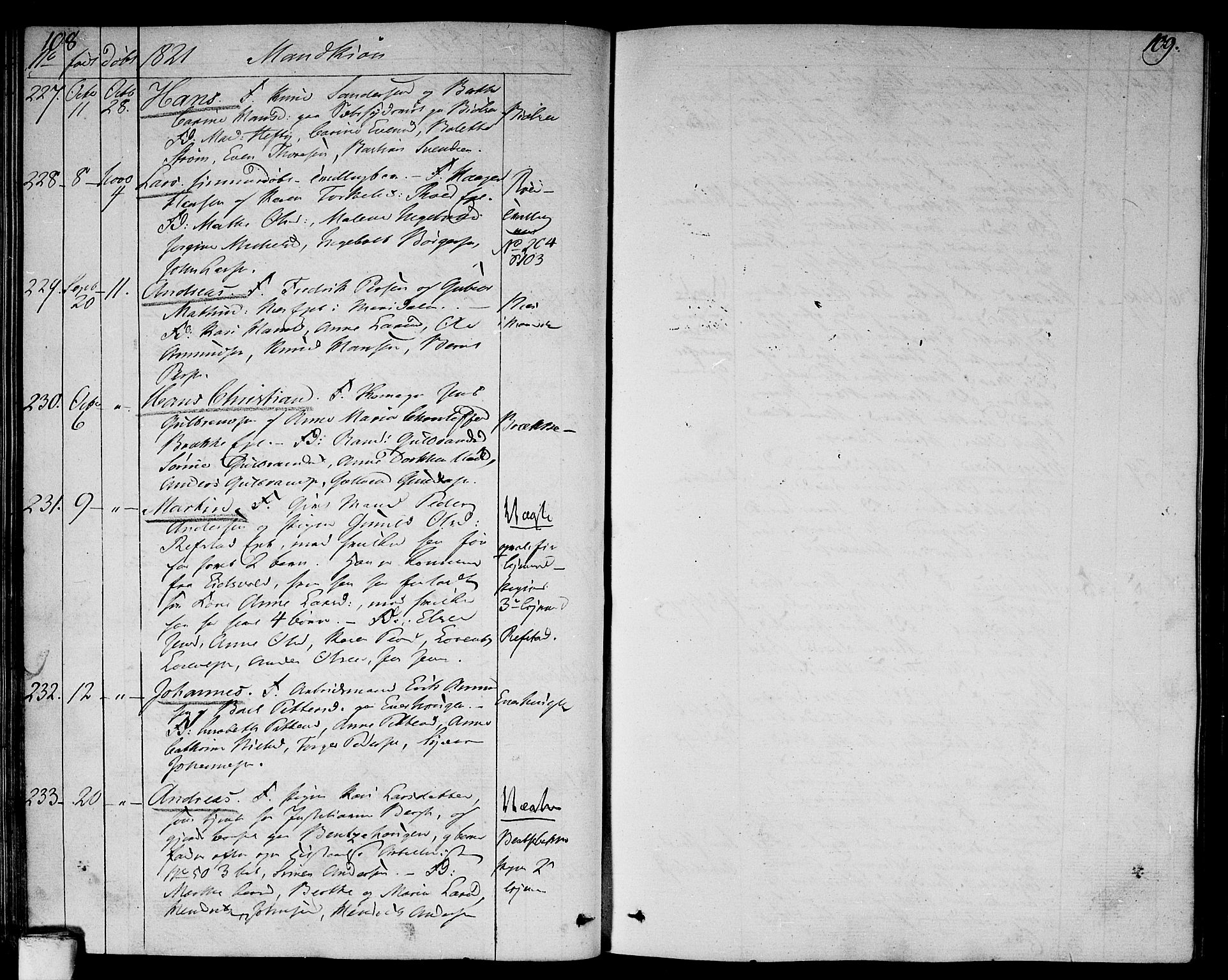 Aker prestekontor kirkebøker, SAO/A-10861/F/L0012: Parish register (official) no. 12, 1819-1828, p. 108-109