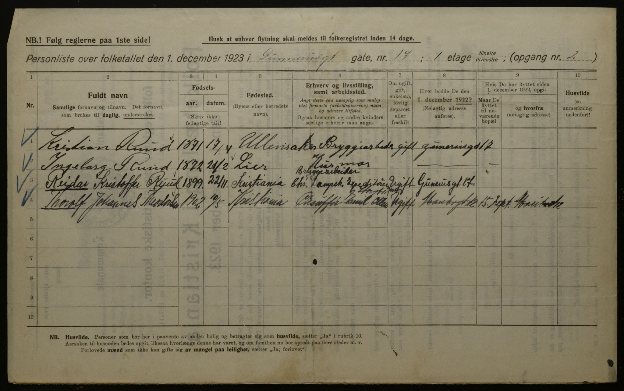 OBA, Municipal Census 1923 for Kristiania, 1923, p. 6202