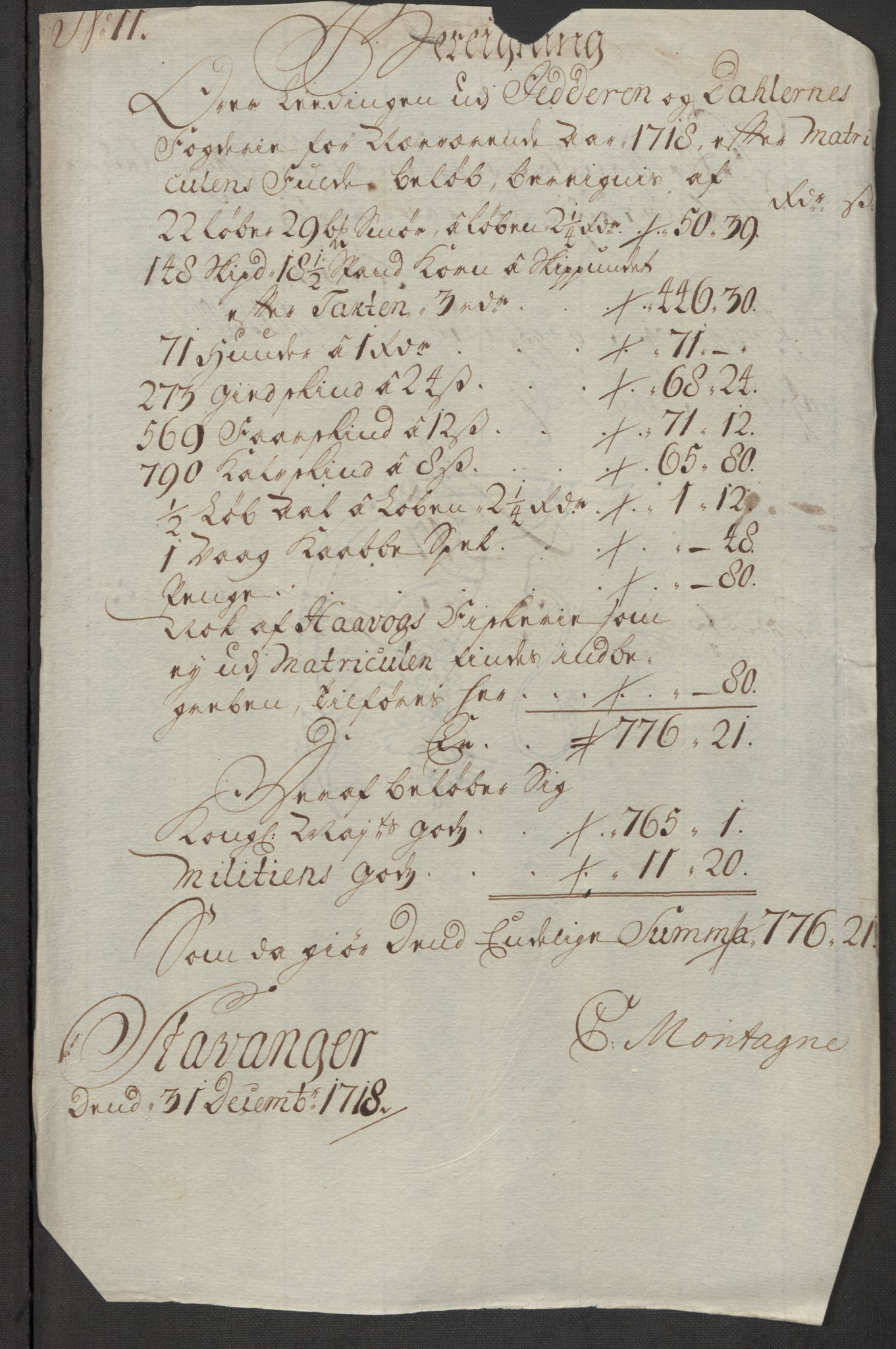 Rentekammeret inntil 1814, Reviderte regnskaper, Fogderegnskap, RA/EA-4092/R46/L2743: Fogderegnskap Jæren og Dalane, 1718, p. 101