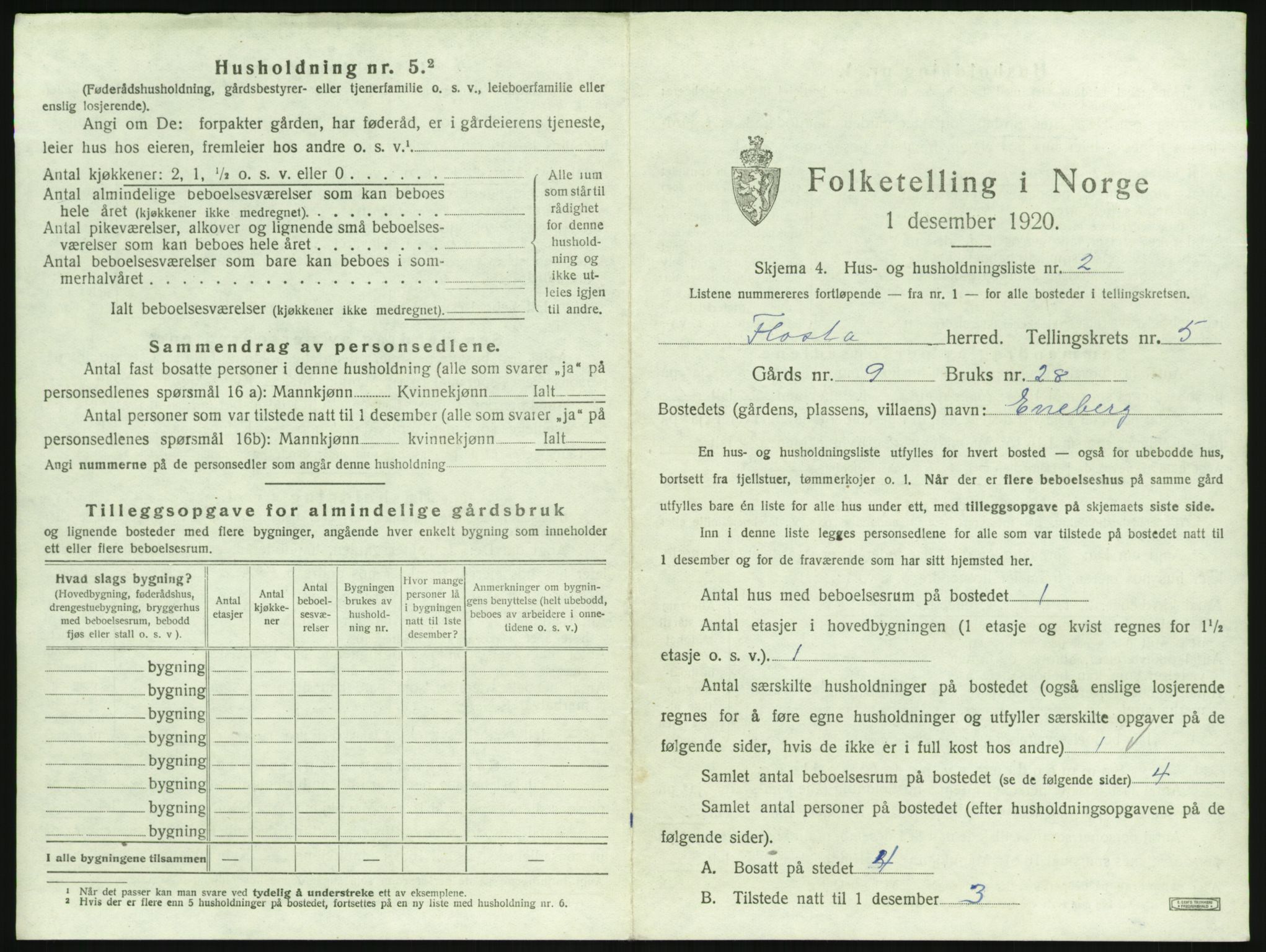 SAK, 1920 census for Flosta, 1920, p. 544