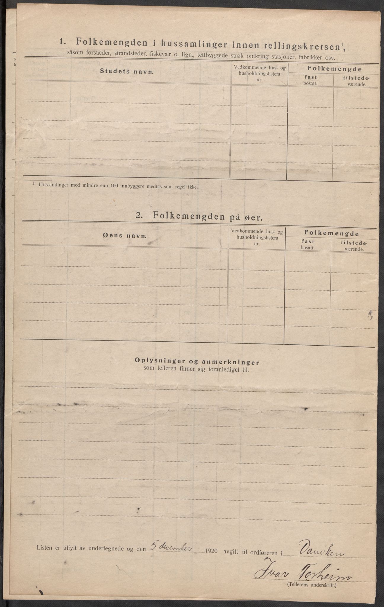 SAB, 1920 census for Davik, 1920, p. 7