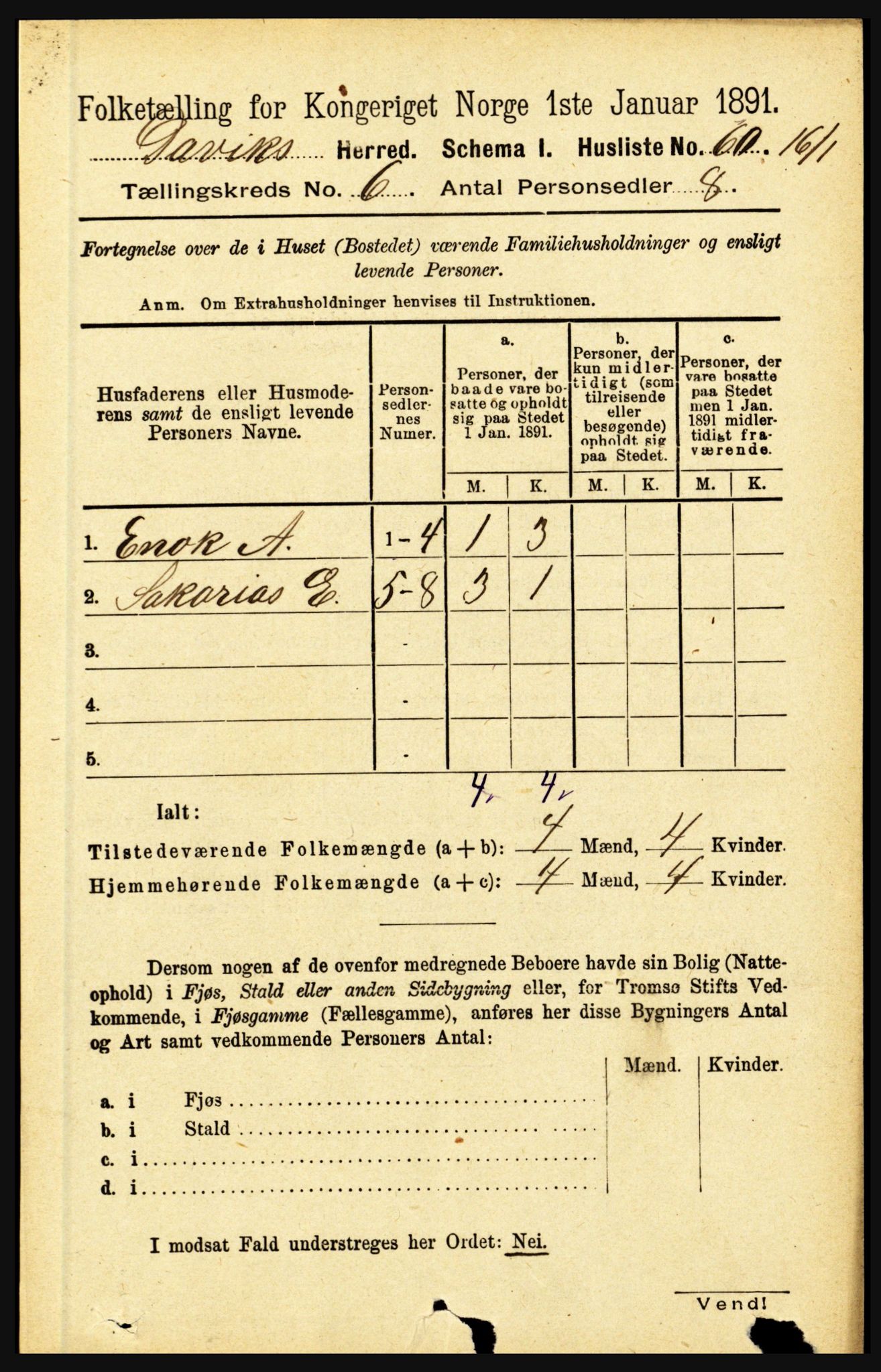 RA, 1891 census for 1442 Davik, 1891, p. 2294