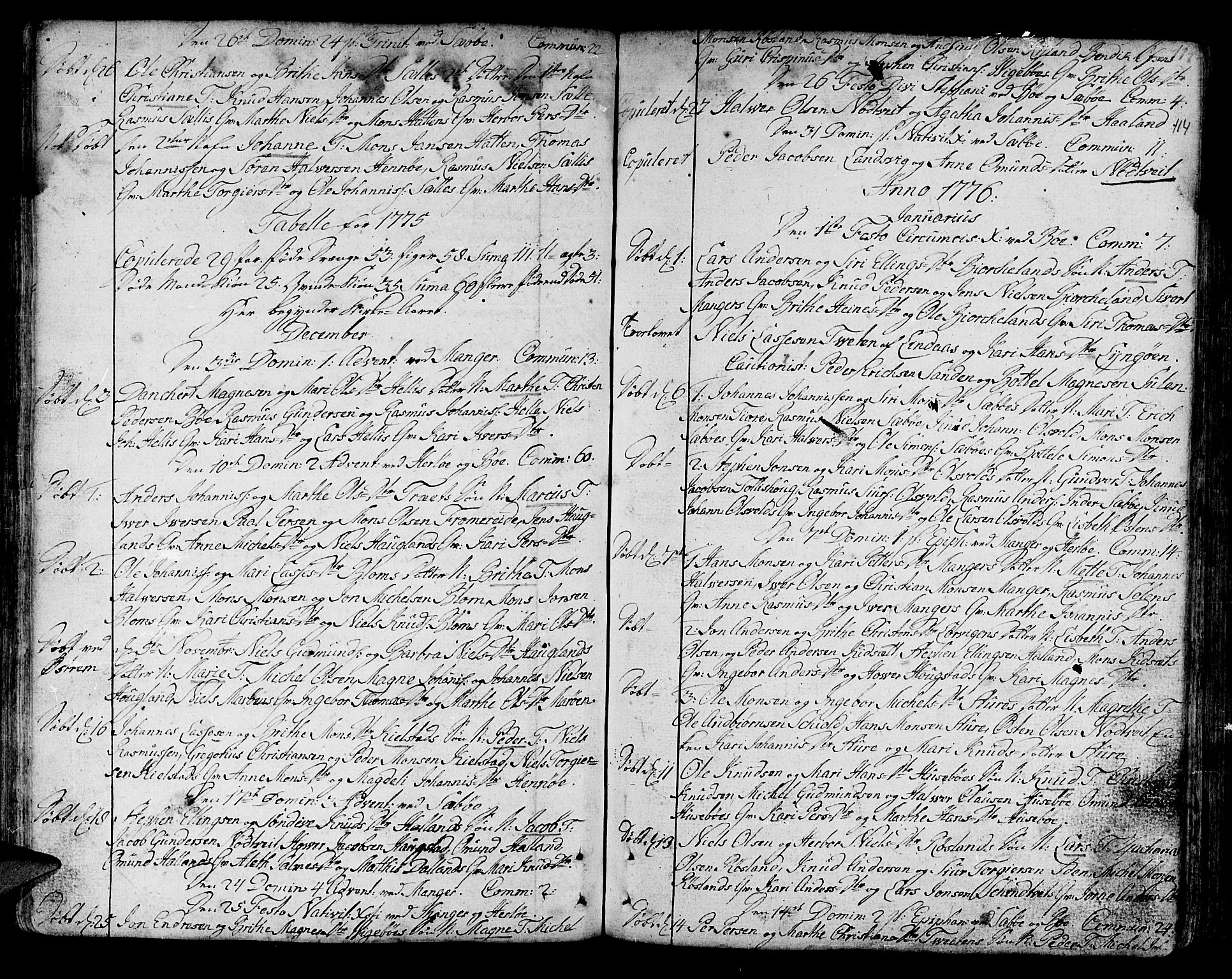 Manger sokneprestembete, SAB/A-76801/H/Haa: Parish register (official) no. A 1, 1759-1791, p. 114