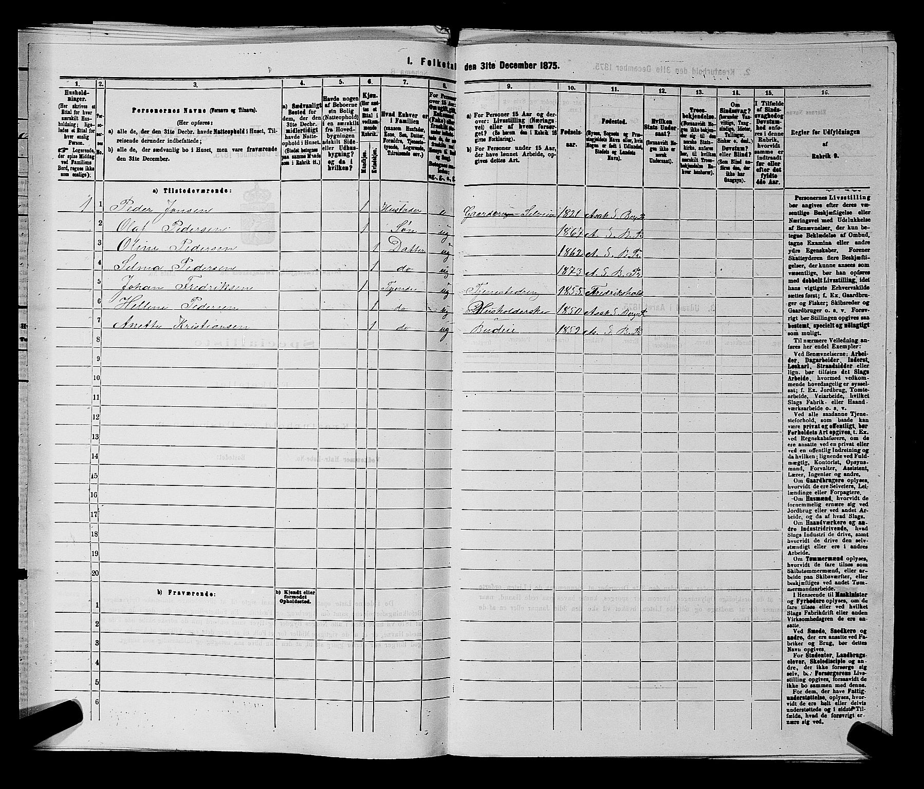 RA, 1875 census for 0116P Berg, 1875, p. 1115