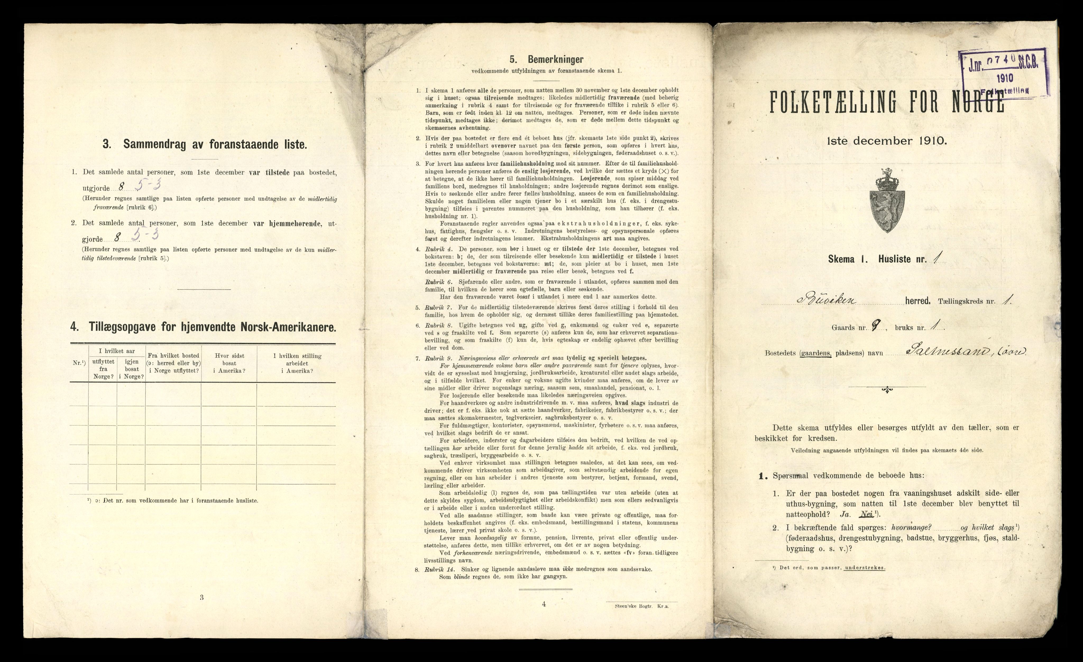 RA, 1910 census for Buvik, 1910, p. 13