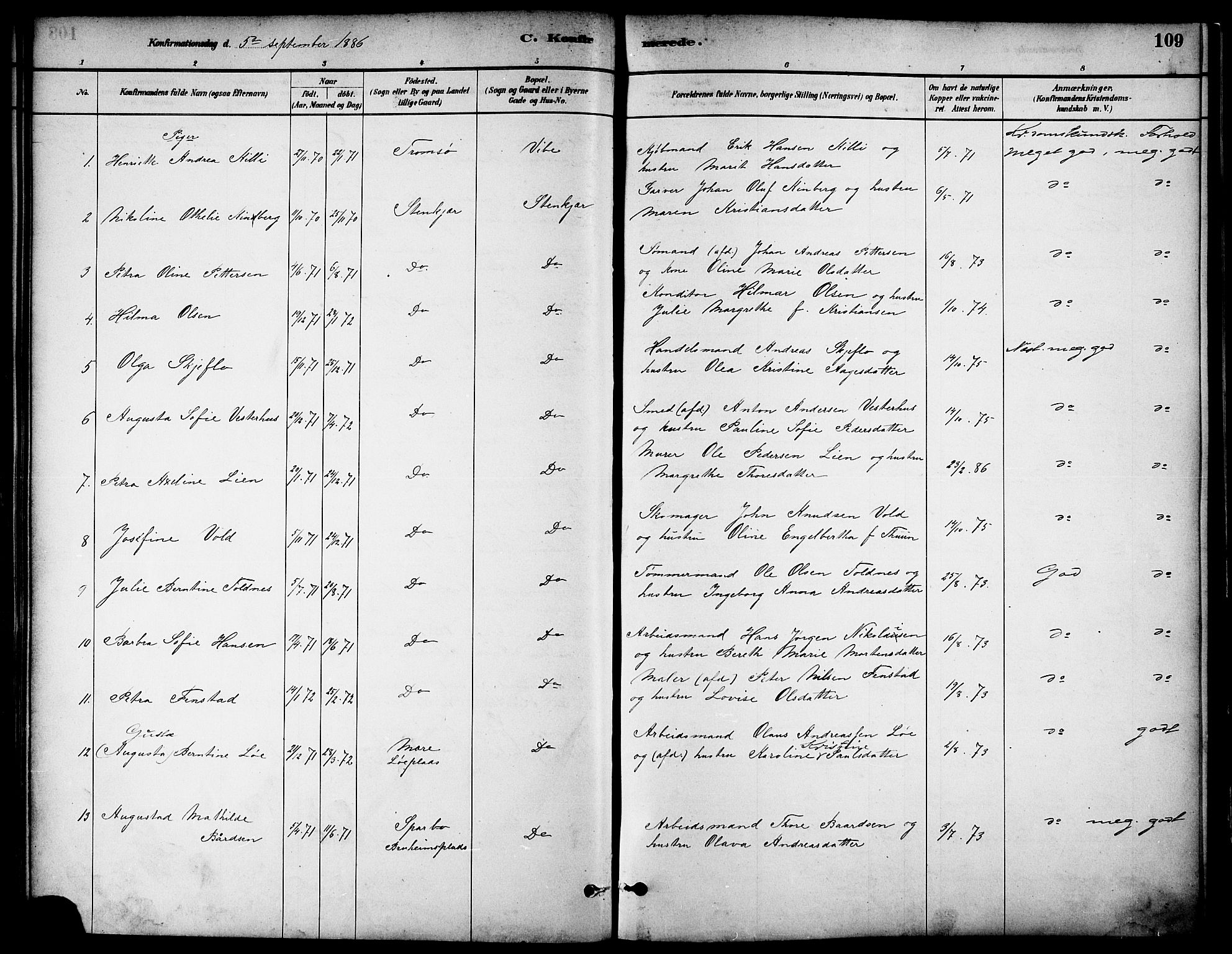 Ministerialprotokoller, klokkerbøker og fødselsregistre - Nord-Trøndelag, AV/SAT-A-1458/739/L0371: Parish register (official) no. 739A03, 1881-1895, p. 109