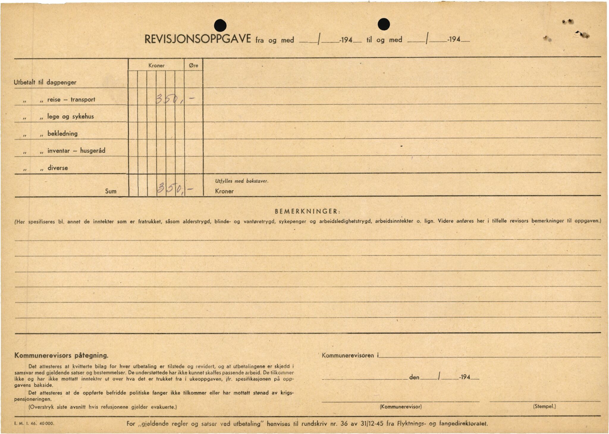 Stord kommune. Formannskapet, IKAH/1221-021/E/Ea/L0003/0007: Emneordna korrespondanse / Stønad til evakuerte , 1945-1946, p. 17