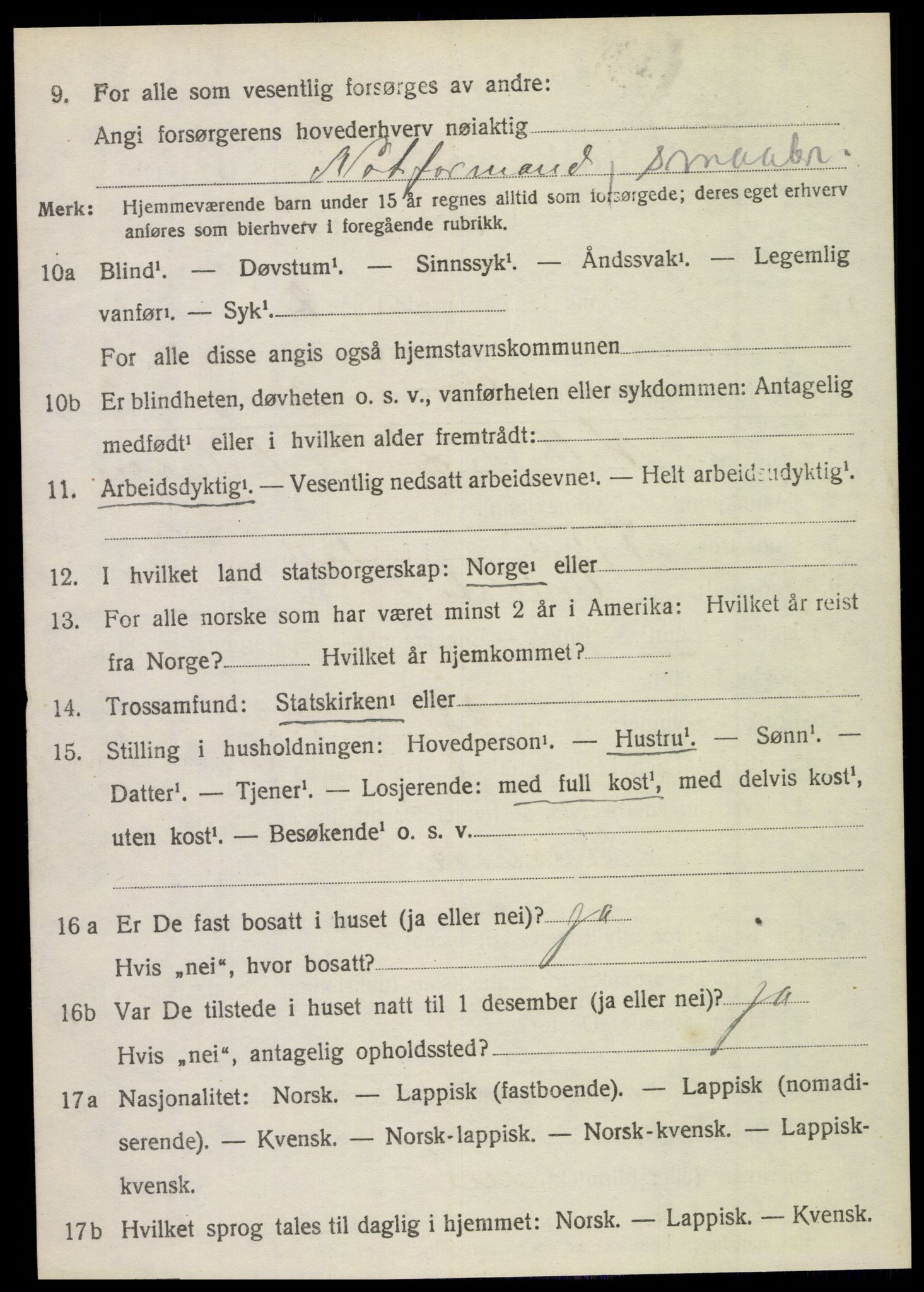 SAT, 1920 census for Vevelstad, 1920, p. 2613