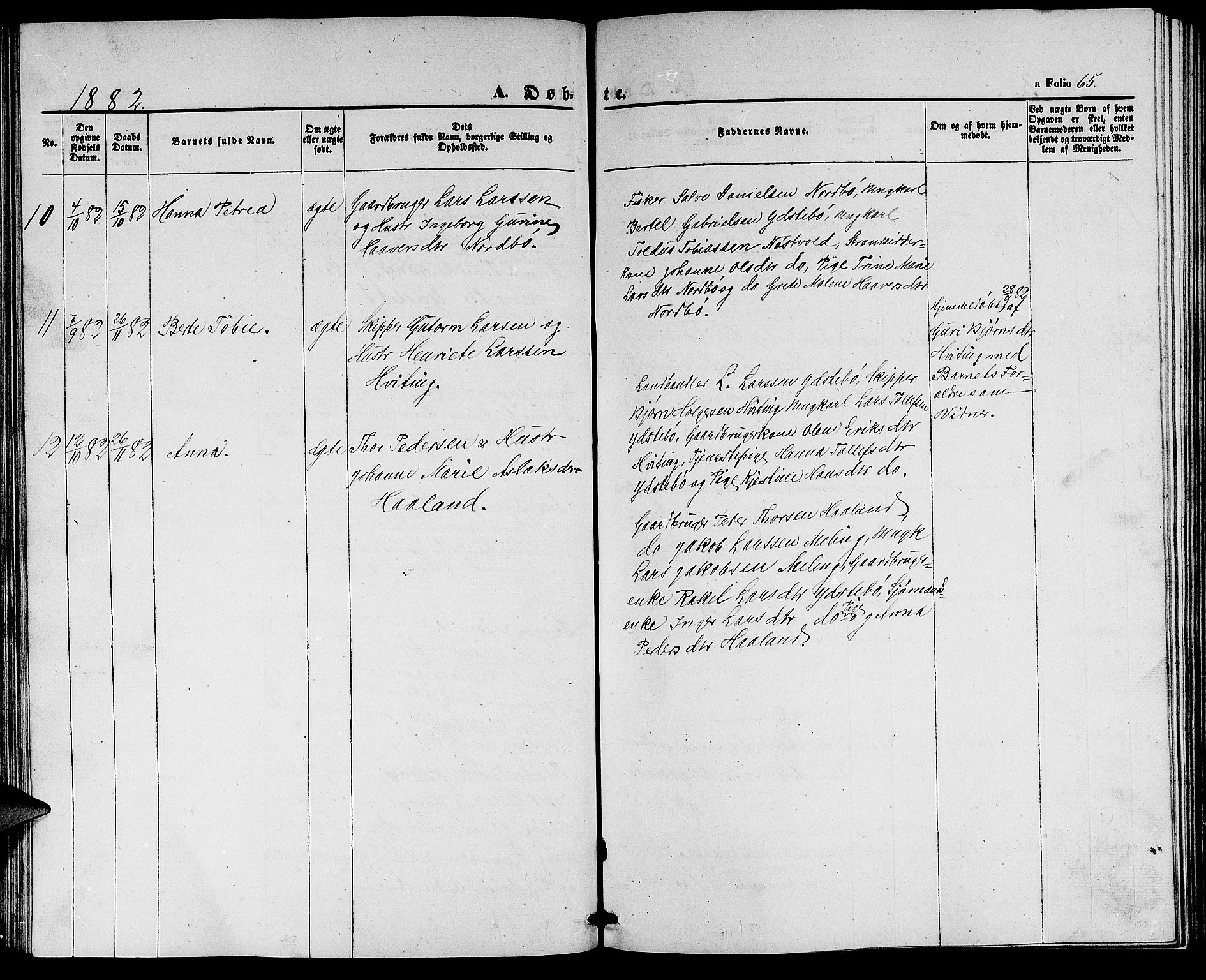 Rennesøy sokneprestkontor, SAST/A -101827/H/Ha/Hab/L0003: Parish register (copy) no. B 3, 1855-1888, p. 65
