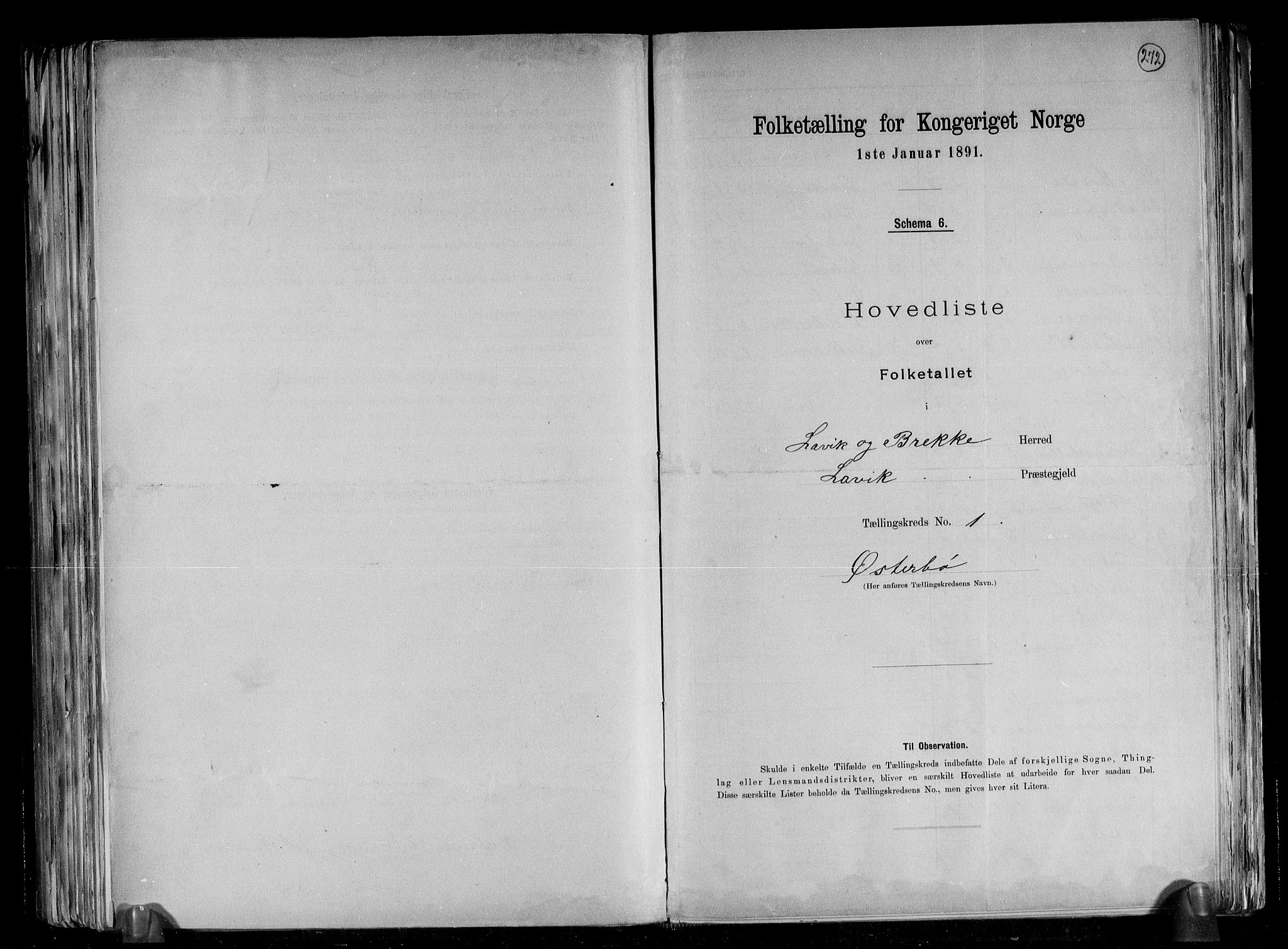 RA, 1891 census for 1415 Lavik og Brekke, 1891, p. 4