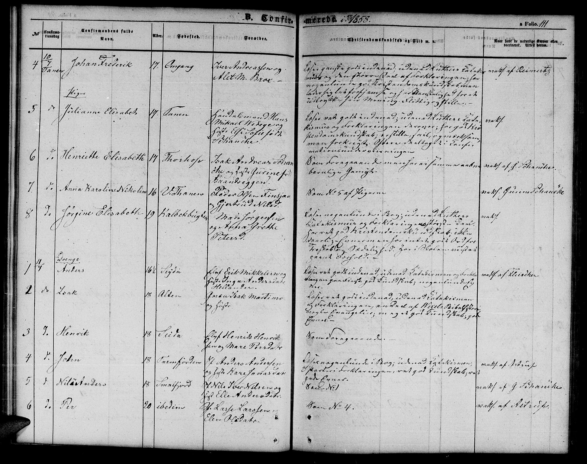 Tana sokneprestkontor, SATØ/S-1334/H/Hb/L0001klokker: Parish register (copy) no. 1 /1, 1853-1867, p. 111