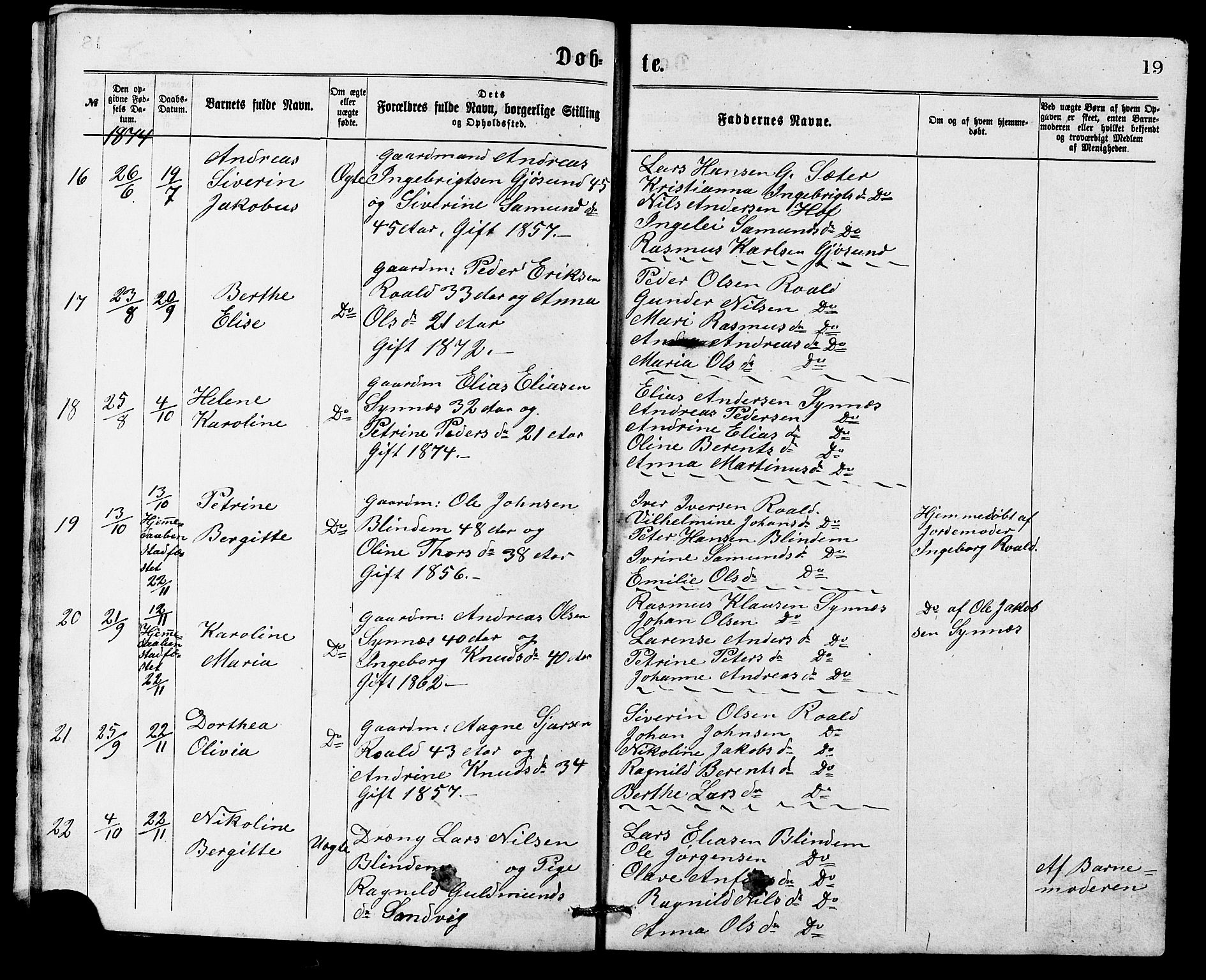 Ministerialprotokoller, klokkerbøker og fødselsregistre - Møre og Romsdal, SAT/A-1454/537/L0521: Parish register (copy) no. 537C02, 1869-1888, p. 19