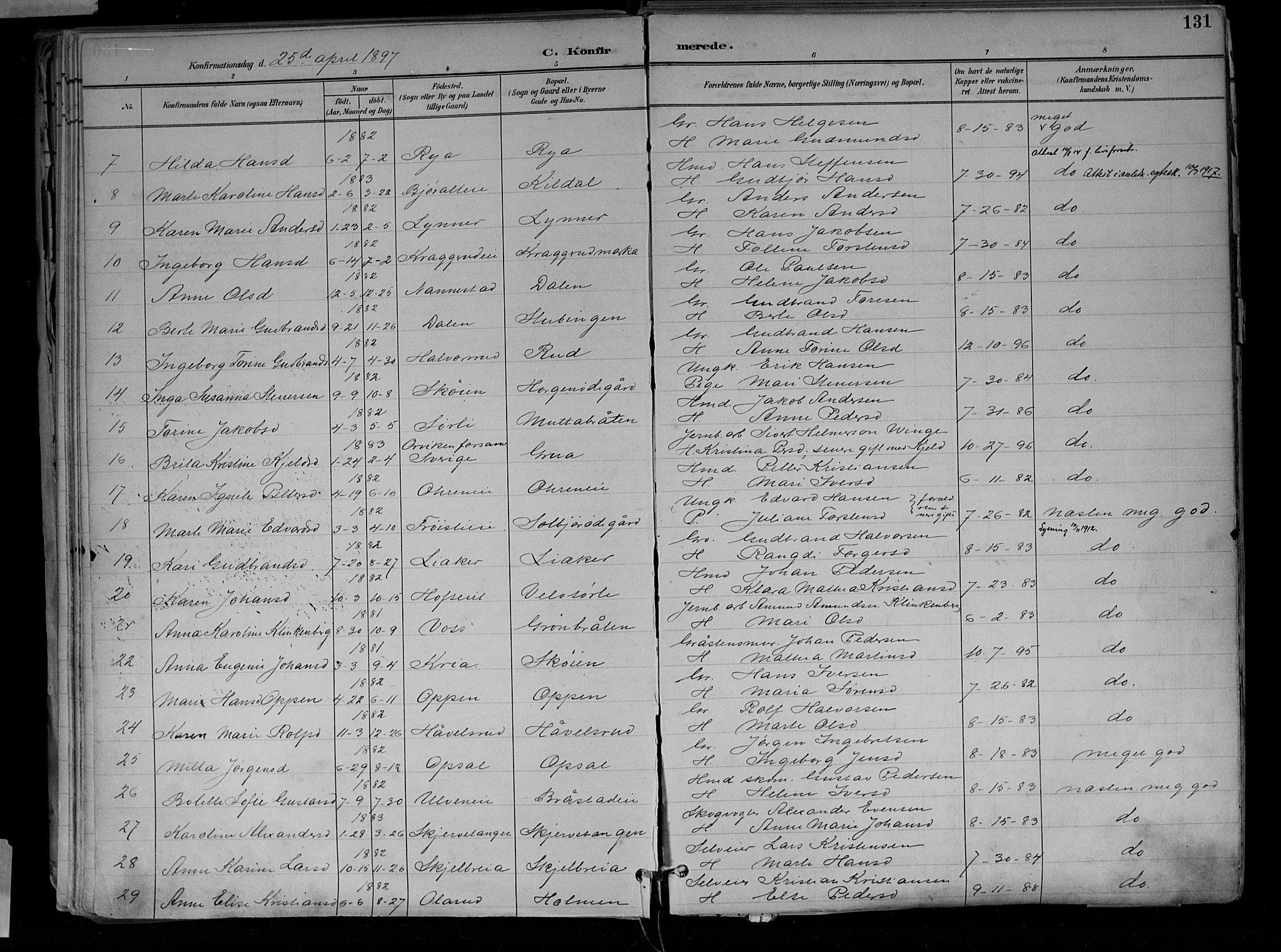 Jevnaker prestekontor, AV/SAH-PREST-116/H/Ha/Haa/L0010: Parish register (official) no. 10, 1891-1906, p. 131