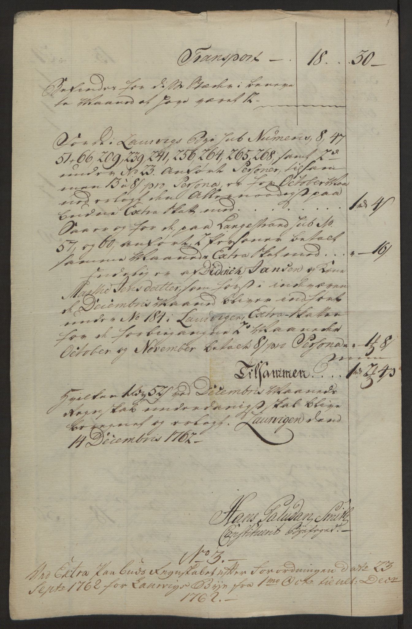 Rentekammeret inntil 1814, Reviderte regnskaper, Byregnskaper, AV/RA-EA-4066/R/Ri/L0183/0001: [I4] Kontribusjonsregnskap / Ekstraskatt, 1762-1768, p. 74