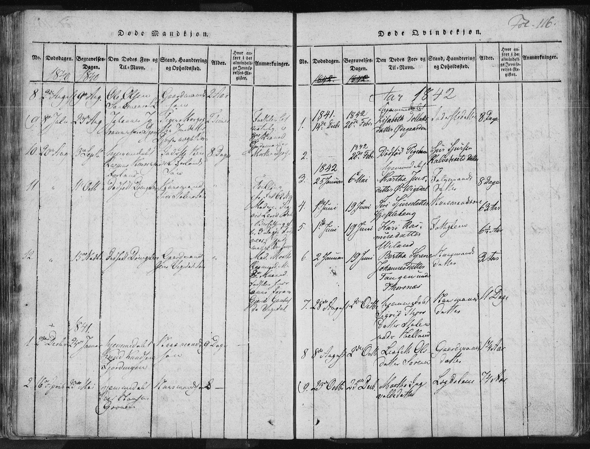 Vikedal sokneprestkontor, SAST/A-101840/01/IV: Parish register (official) no. A 3, 1817-1850, p. 116