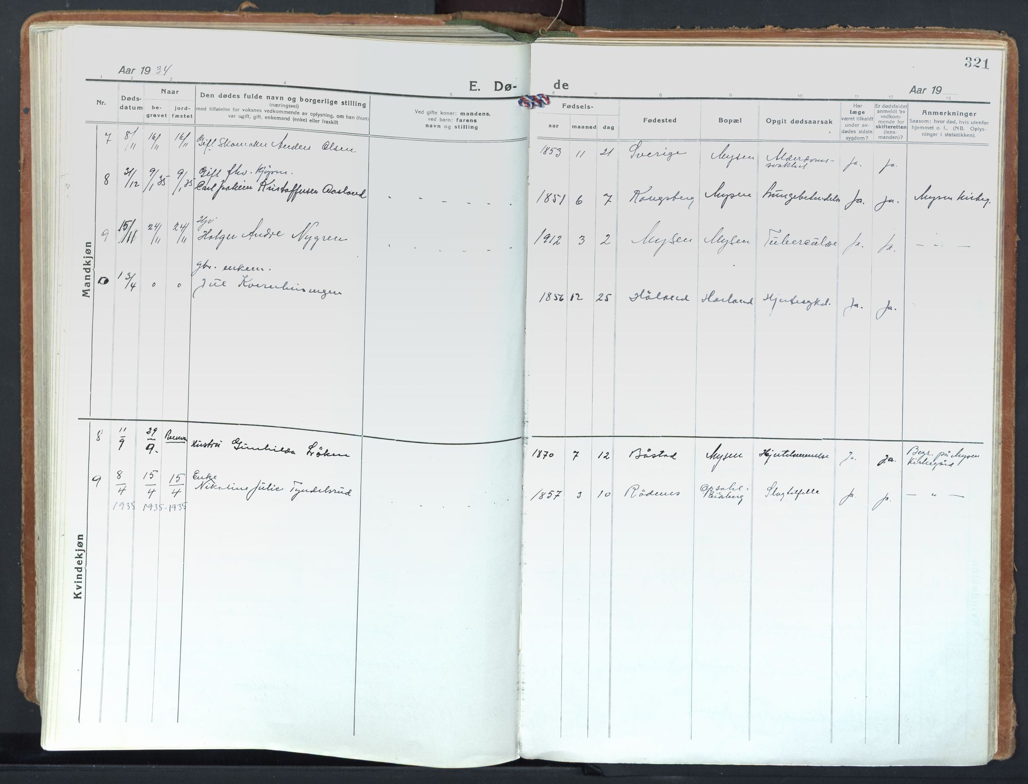 Eidsberg prestekontor Kirkebøker, AV/SAO-A-10905/F/Fd/L0001: Parish register (official) no. IV 1, 1921-1948, p. 321