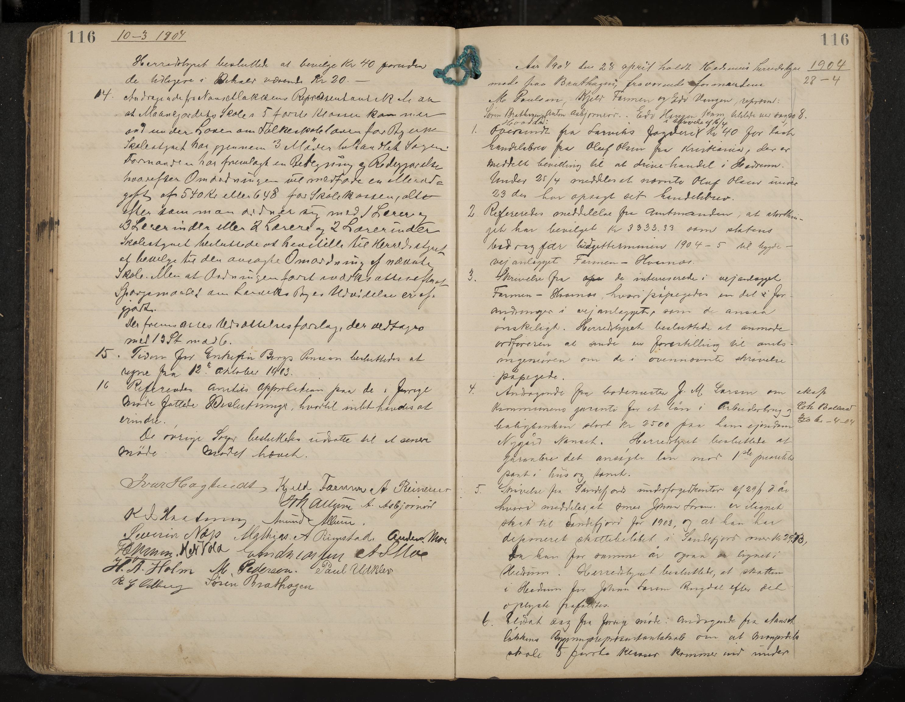 Hedrum formannskap og sentraladministrasjon, IKAK/0727021/A/Aa/L0005: Møtebok, 1899-1911, p. 116