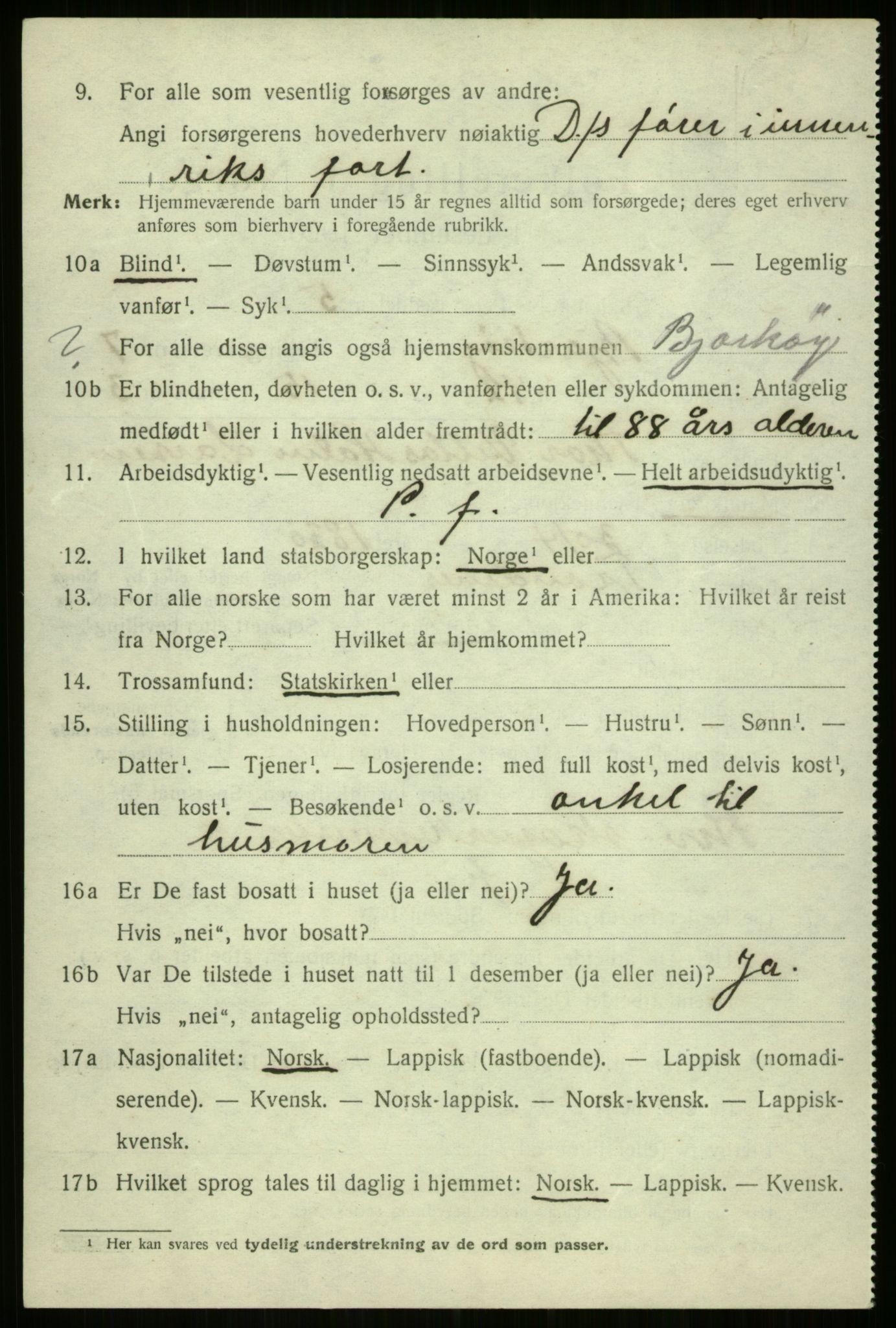 SATØ, 1920 census for Bjarkøy, 1920, p. 3448