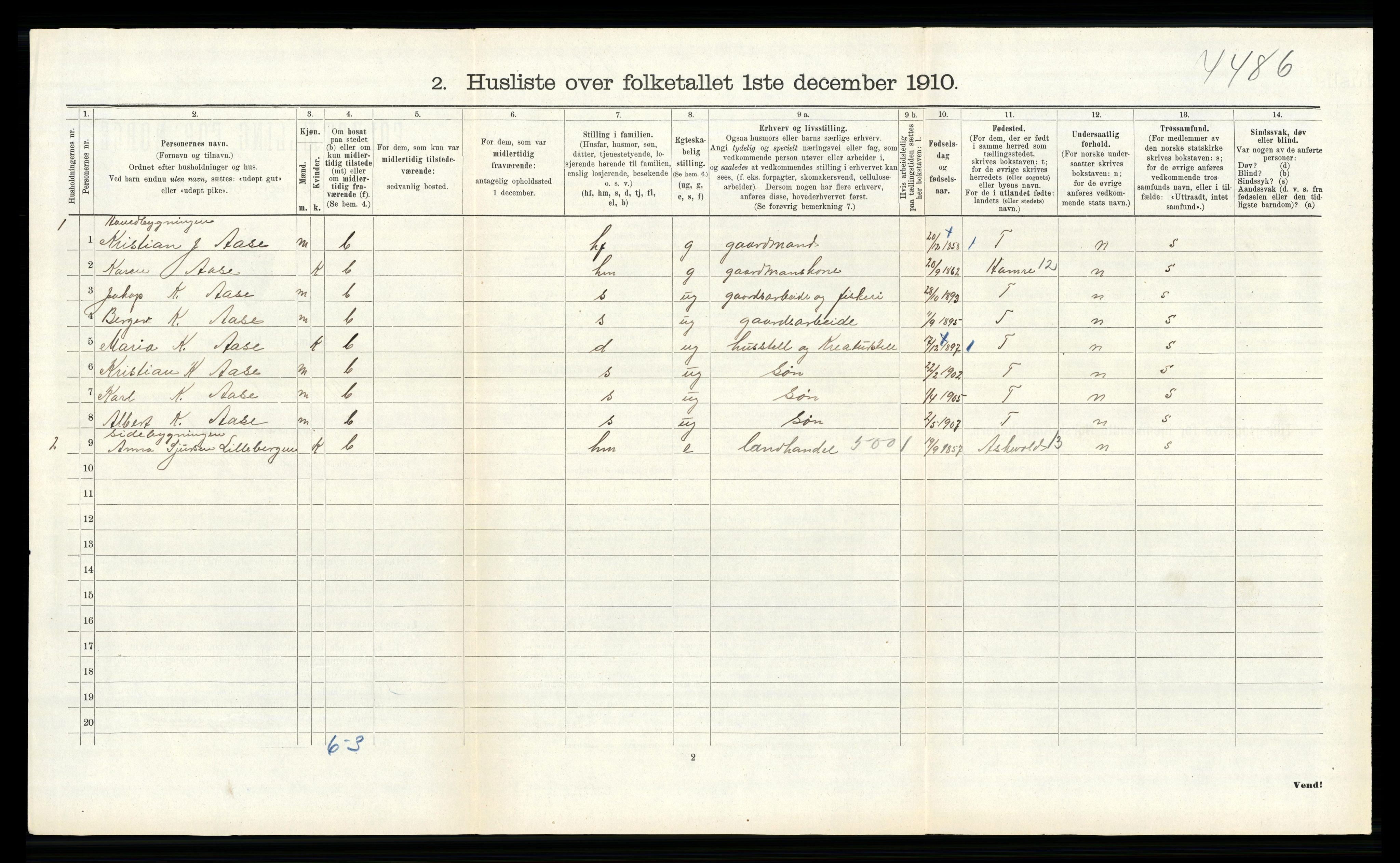 RA, 1910 census for Alversund, 1910, p. 439