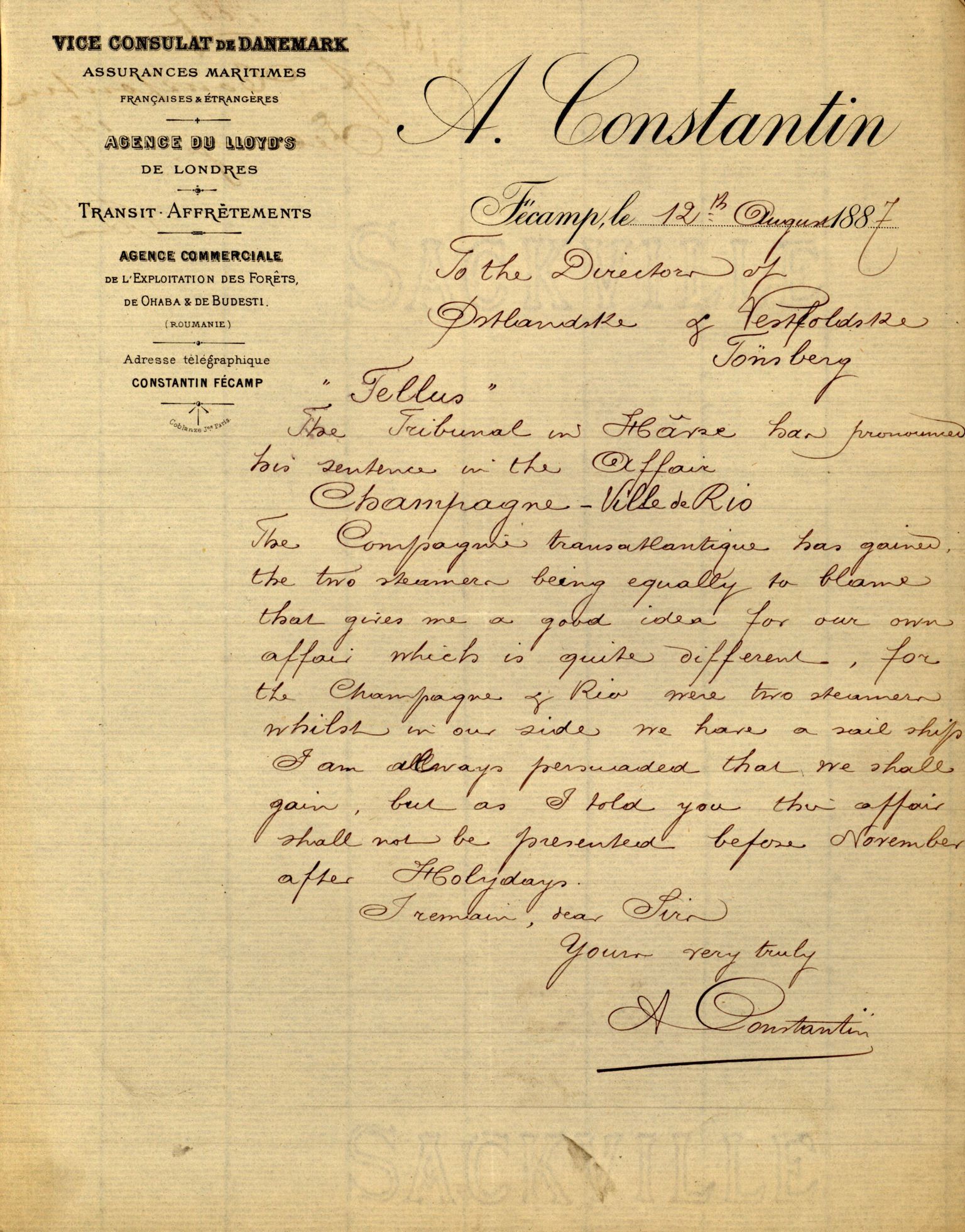Pa 63 - Østlandske skibsassuranceforening, VEMU/A-1079/G/Ga/L0020/0001: Havaridokumenter / Tellus, Telanak, Wilhelmine, 1887, p. 80