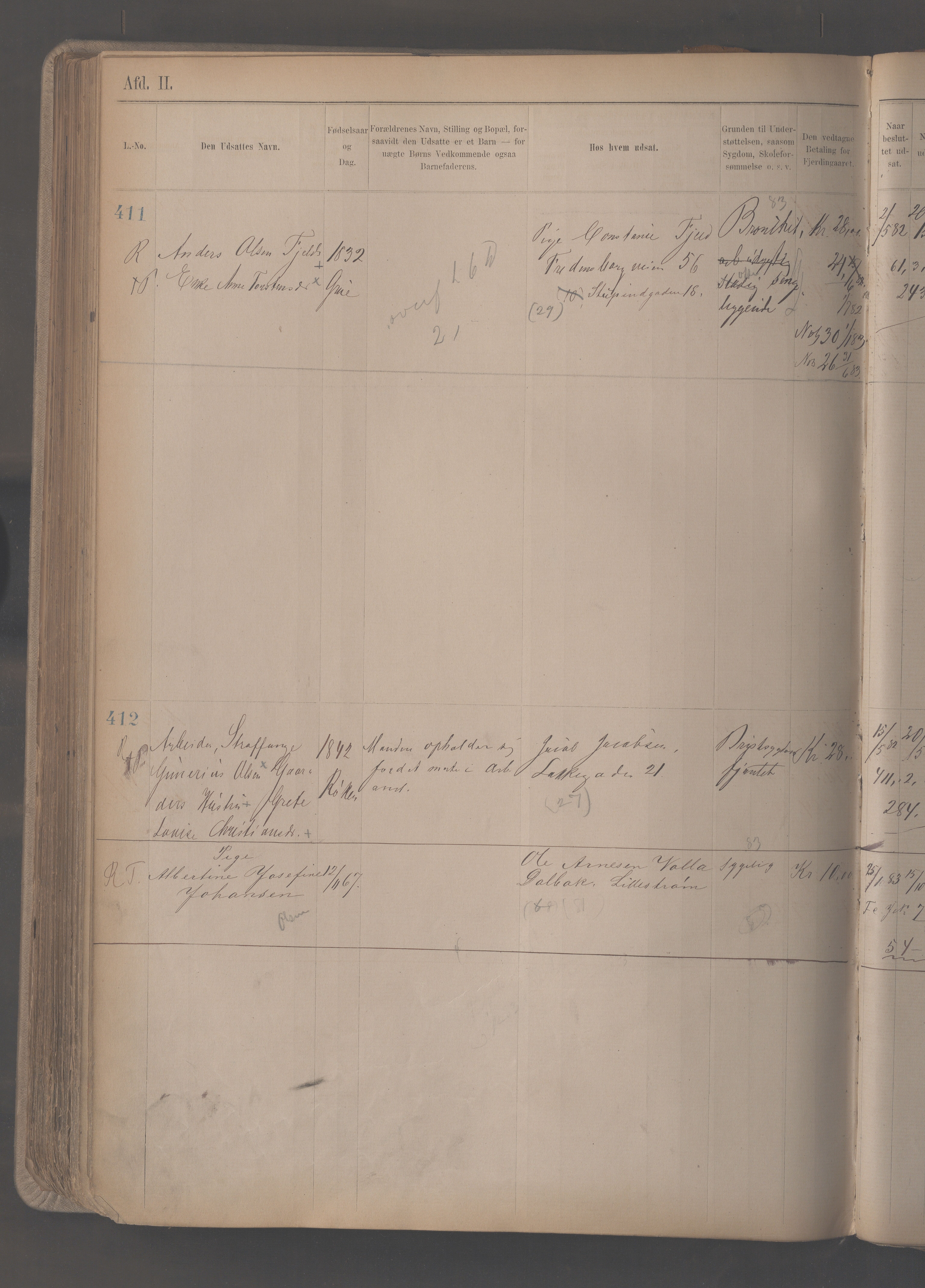 Fattigvesenet, OBA/A-20045/H/Hc/L0002: Manntallsprotokoll. Mnr. 1-592, 1879-1887, p. 435