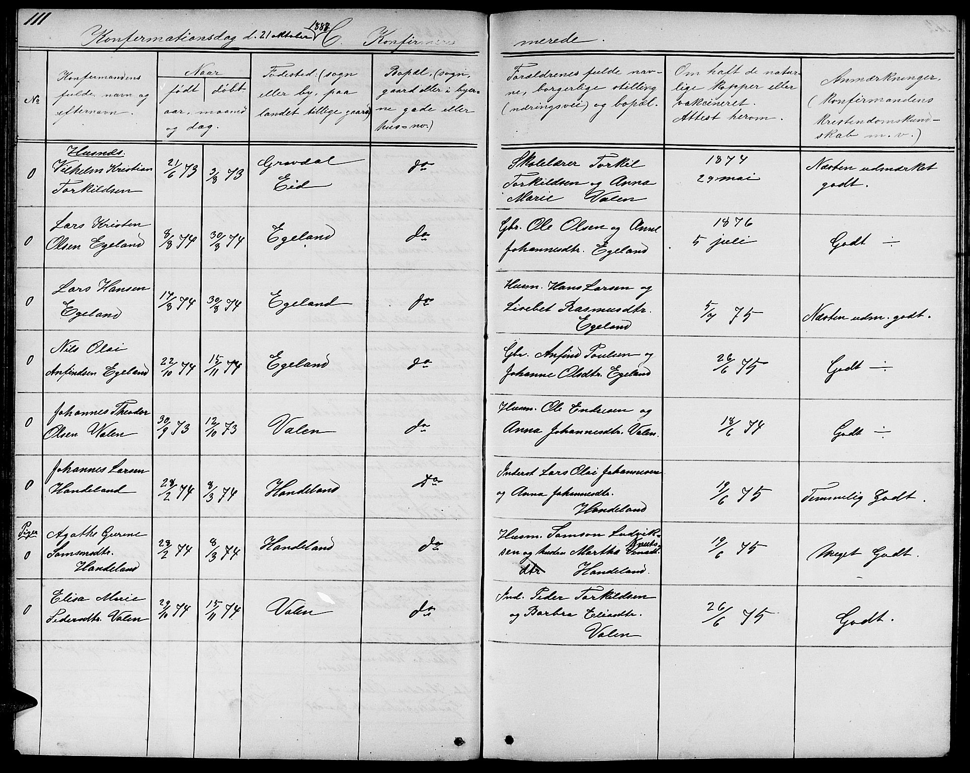 Fjelberg sokneprestembete, SAB/A-75201/H/Hab: Parish register (copy) no. B 3, 1868-1888, p. 111
