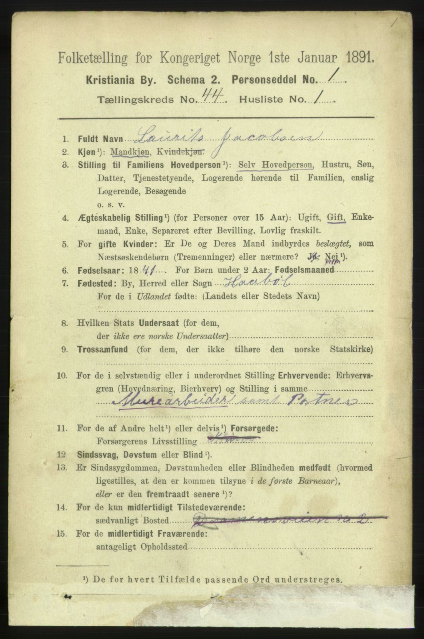 RA, 1891 census for 0301 Kristiania, 1891, p. 26636