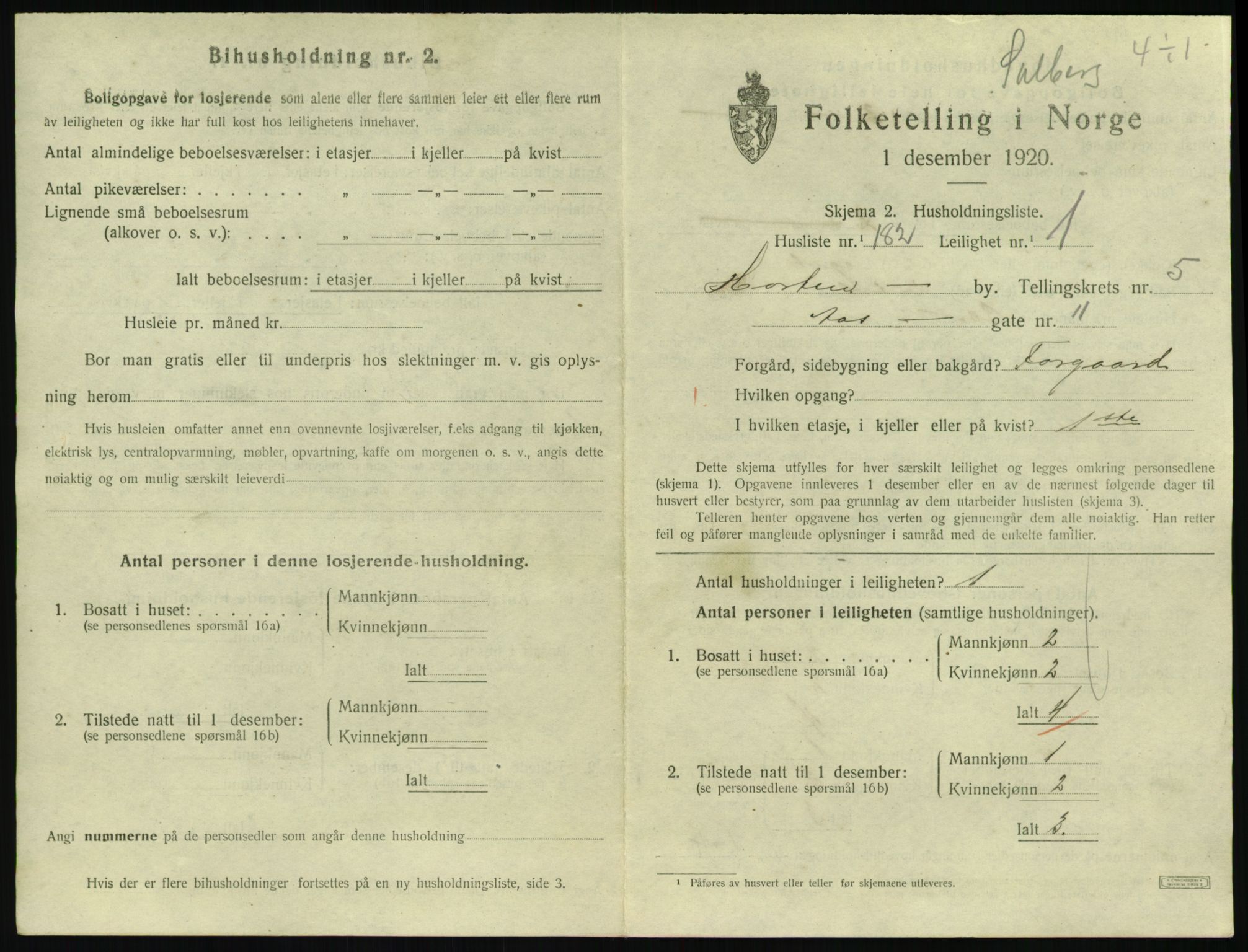 SAKO, 1920 census for Horten, 1920, p. 6279